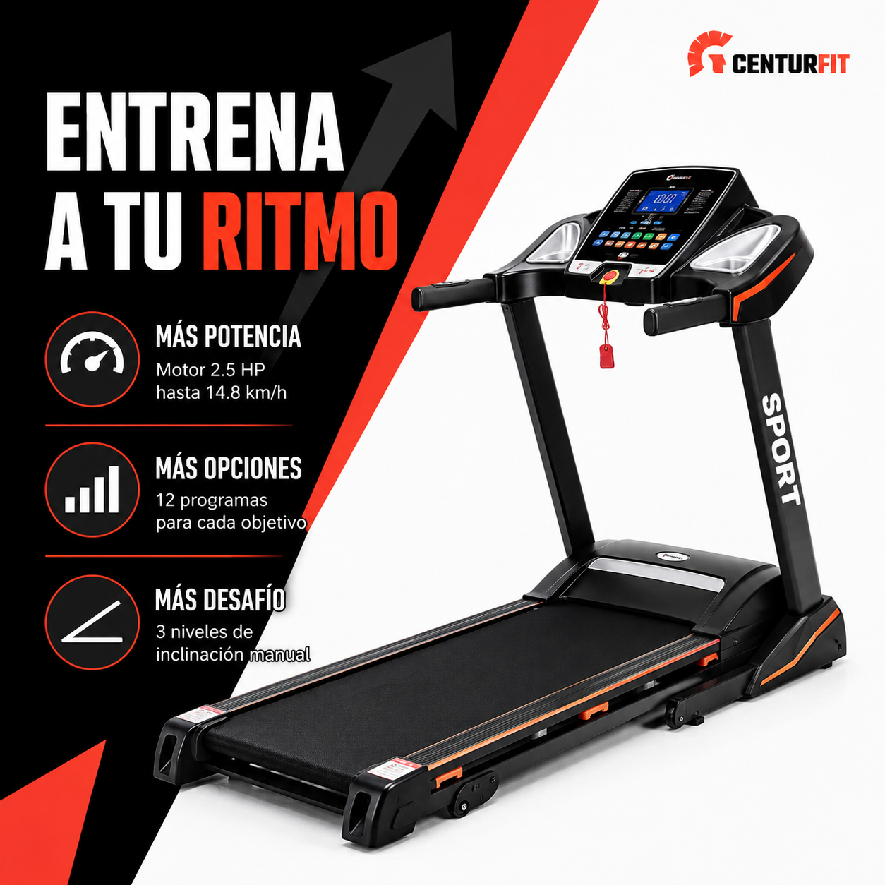 Caminadora Electrica Profesional Centurfit 2.5hp Plegable-2