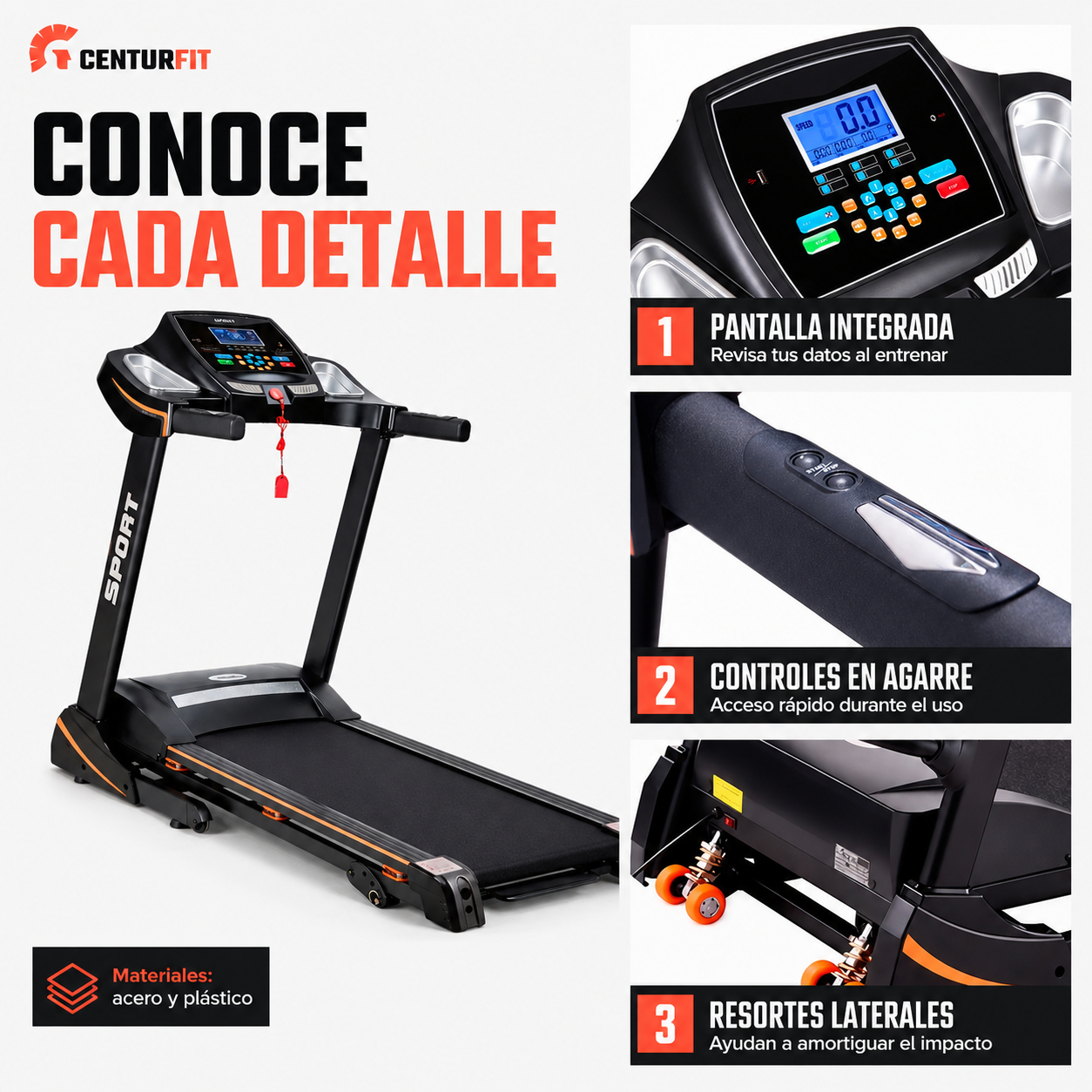 Caminadora Electrica Profesional Centurfit 2.5hp Plegable-3