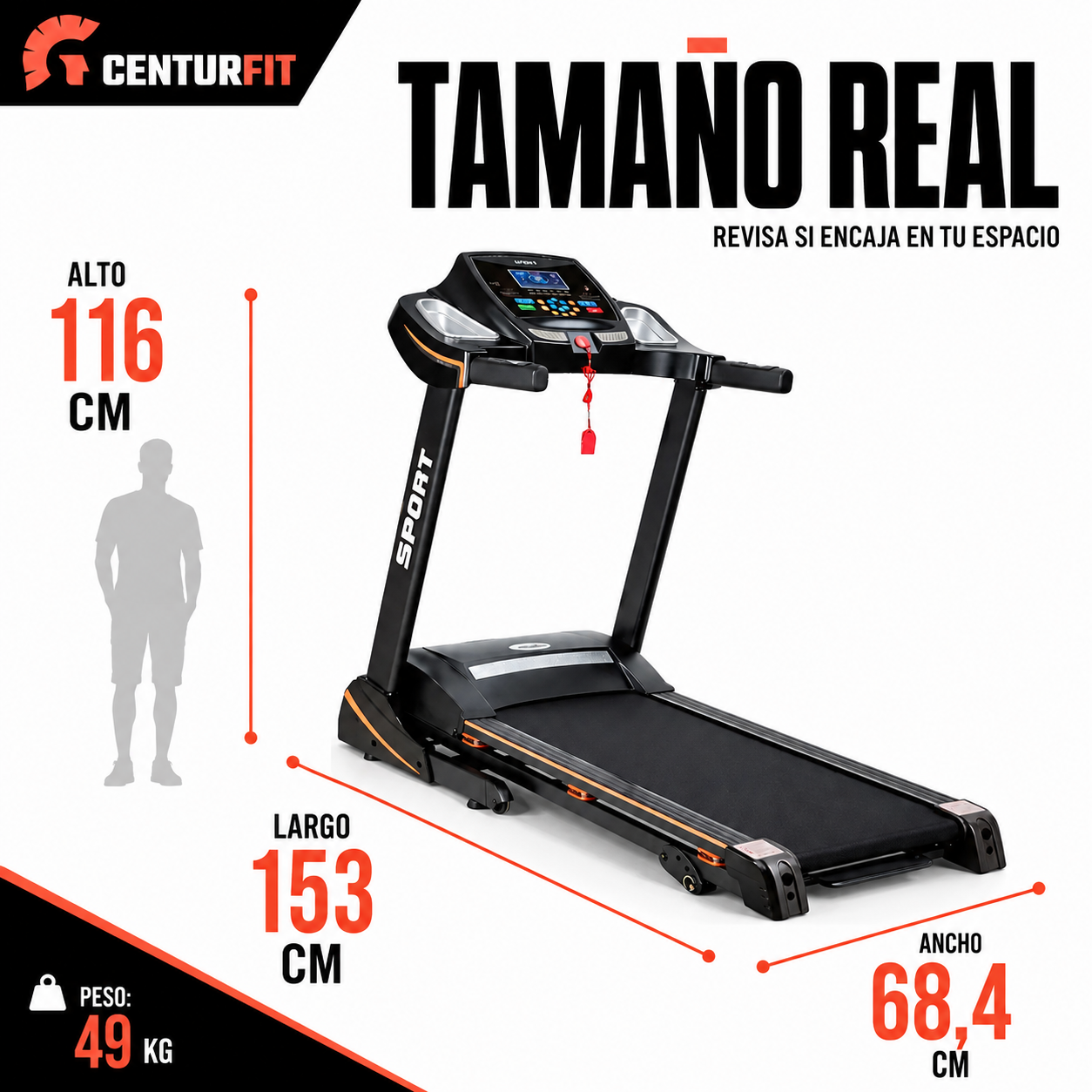 Caminadora Electrica Profesional Centurfit 2.5hp Plegable-4
