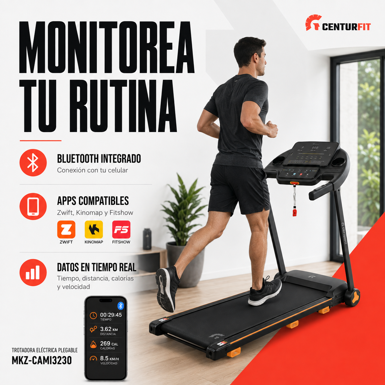 Trotadora El ctrica Plegable 2 75 HP 14km Bluetooth App Inclinaci n-6