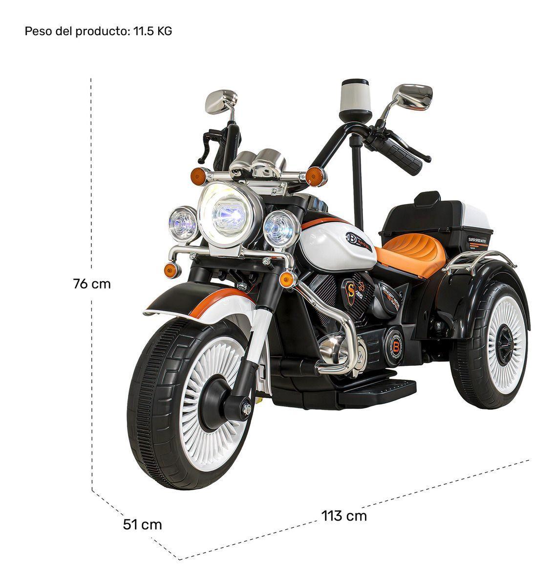 MOTO TIPO CHOPER A BATERIA Montable 12v Niños Bluetooth Usb 3 Ruedas-5