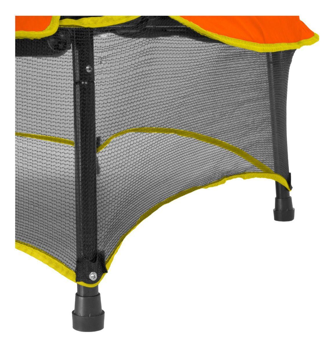 Cama Elástica 1,4mts Niños Malla Protectora Naranja Lona Negra-3