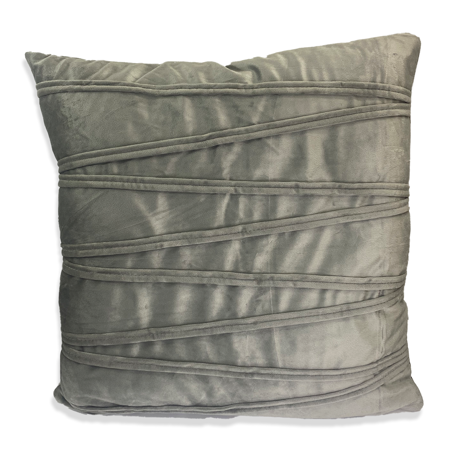 Cojín Deco Terciopelo Diseño Líneas Gris 45x45-0