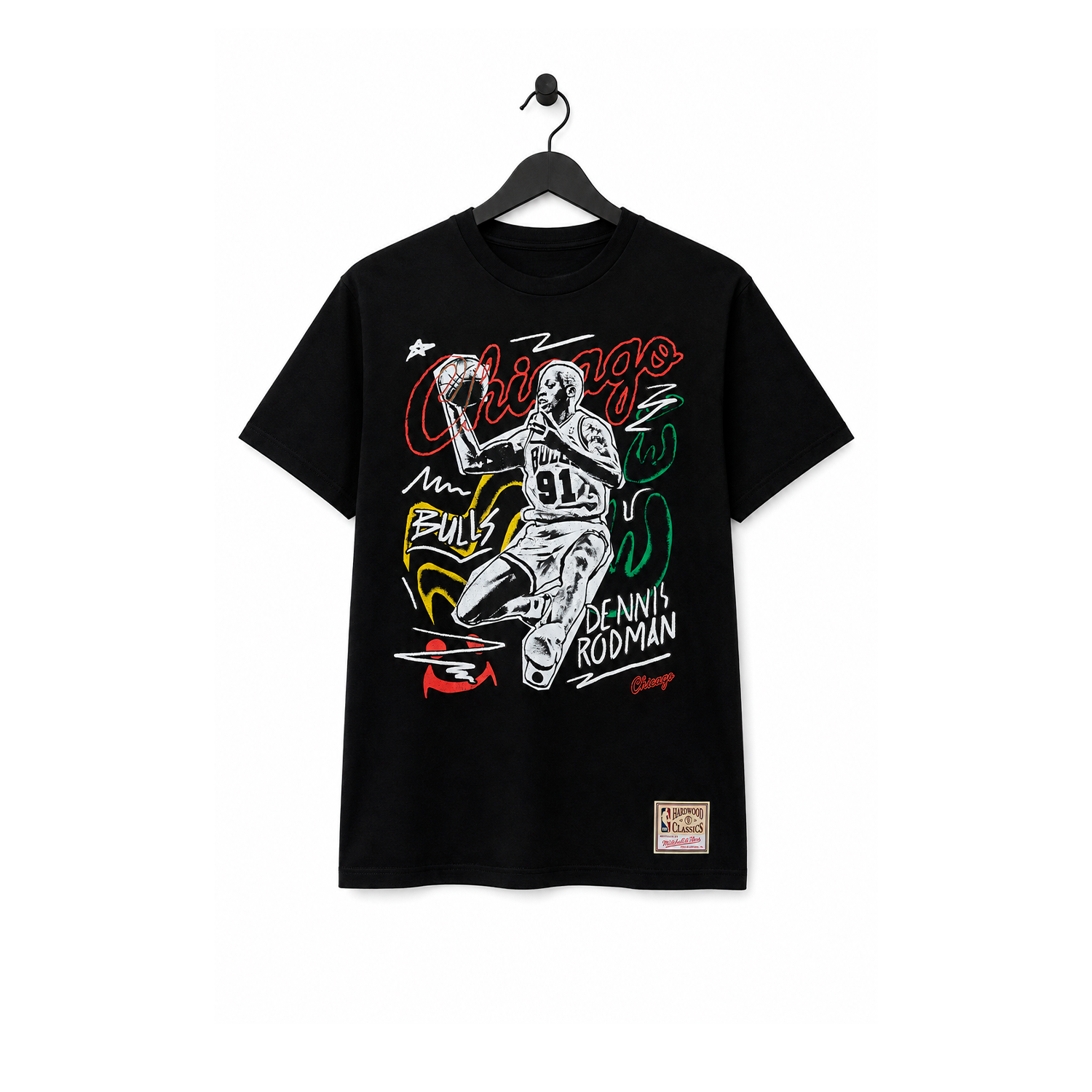 NBA Polera Chalked UP Hombre Chicago Bulls Dennis Rodman Negro-0