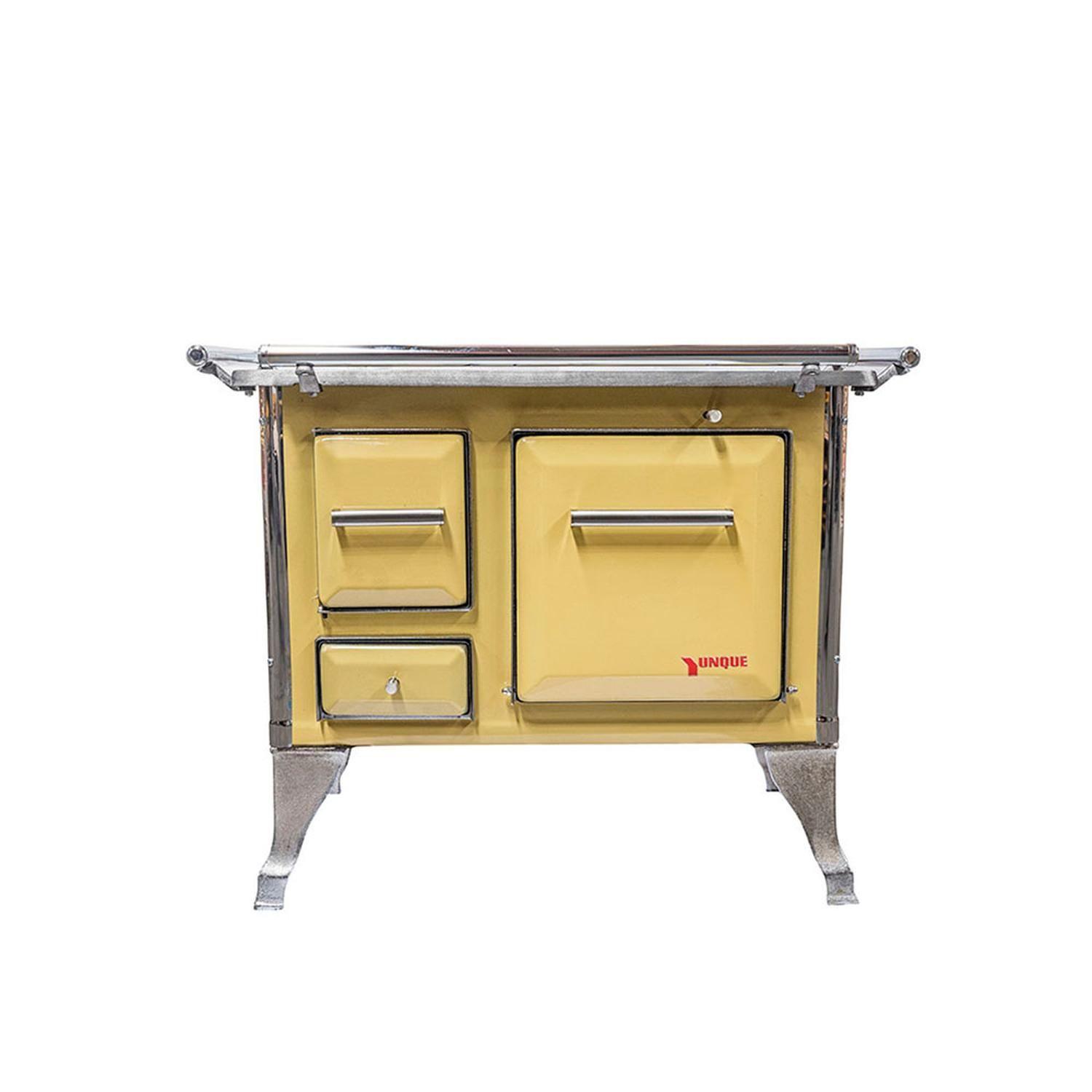 COCINA A LEÑA 4 PLATOS ENLOZADA AMARILLA YUNQUE TRADICIONAL 80X56-0