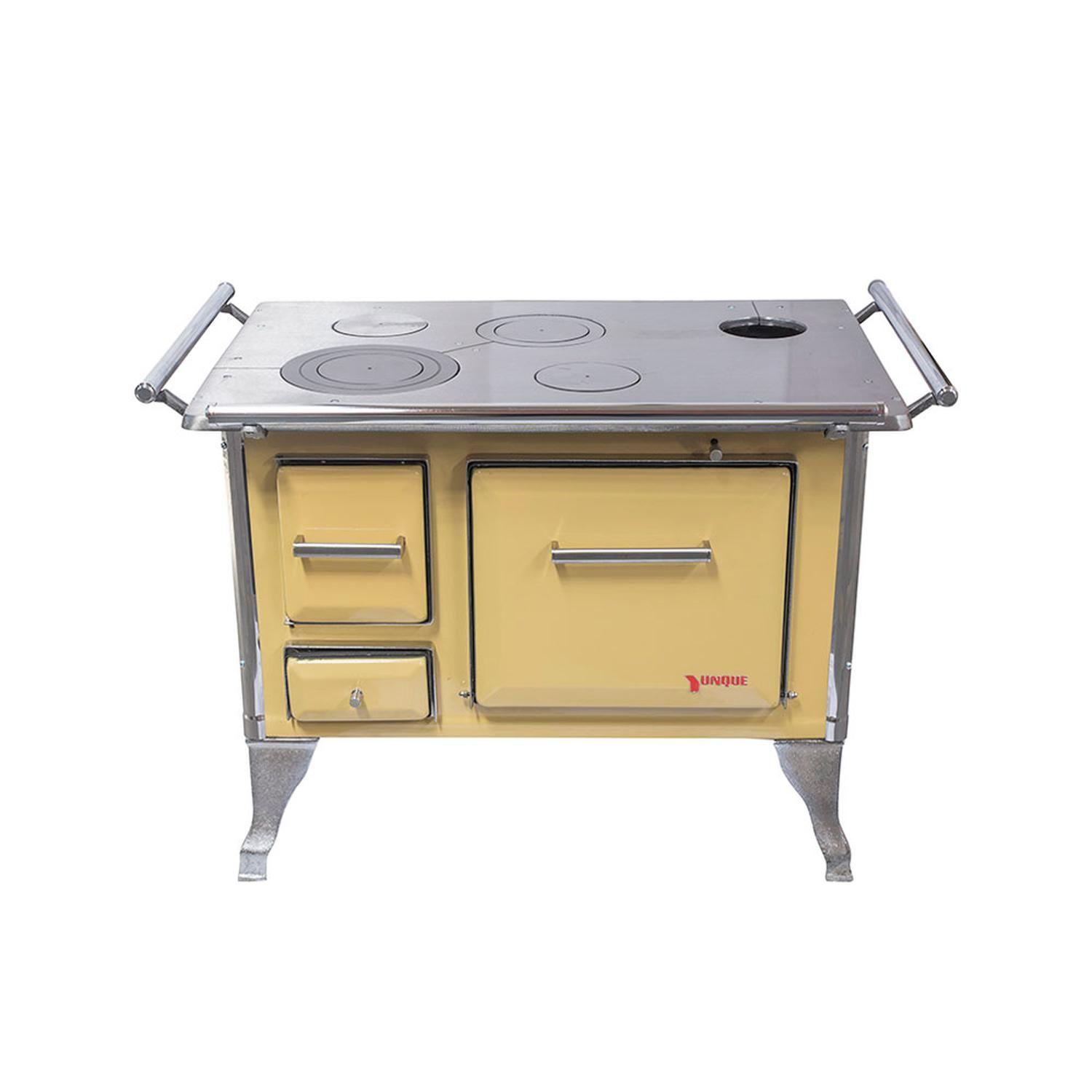 COCINA A LEÑA 4 PLATOS ENLOZADA AMARILLO YUNQUE TRADICIONAL 90X60-0