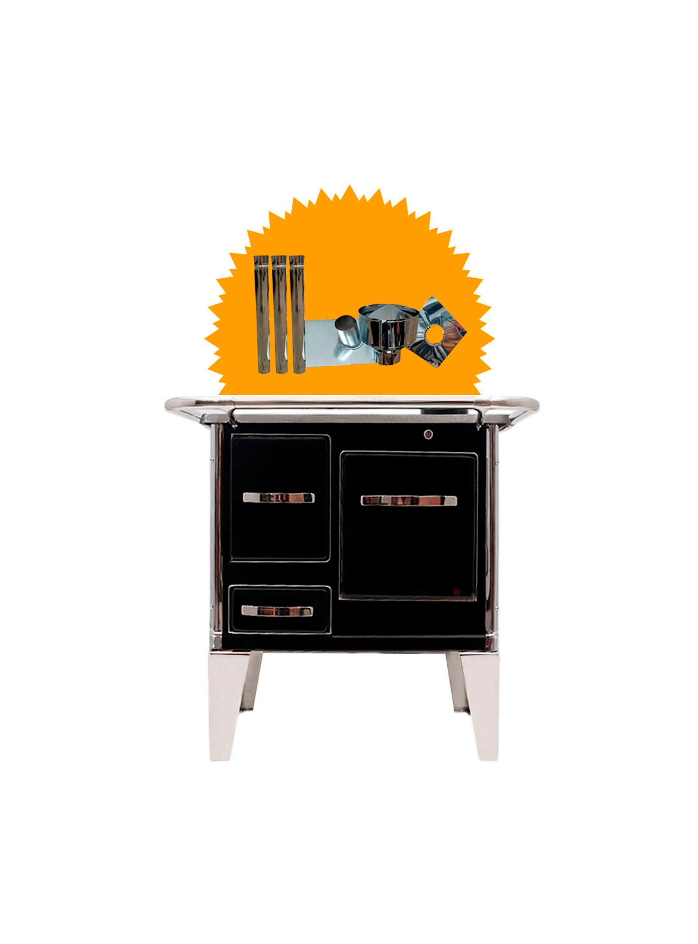 Cocina a Leña 3P modelo tradicional 65×46 Color Negro + Kit de instalación-0