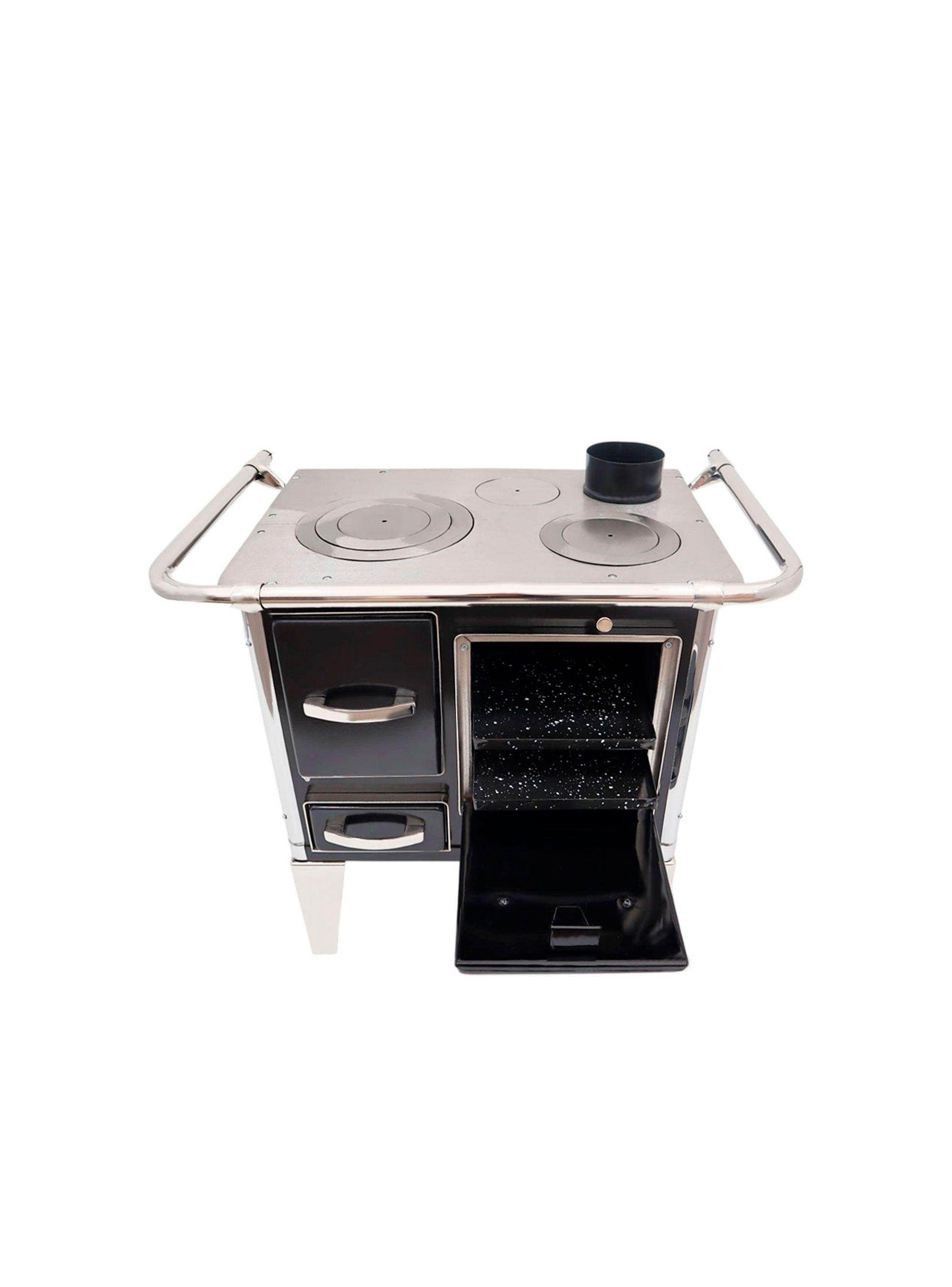 Cocina a Leña 3P modelo tradicional 65×46 Color Negro + Kit de instalación-5