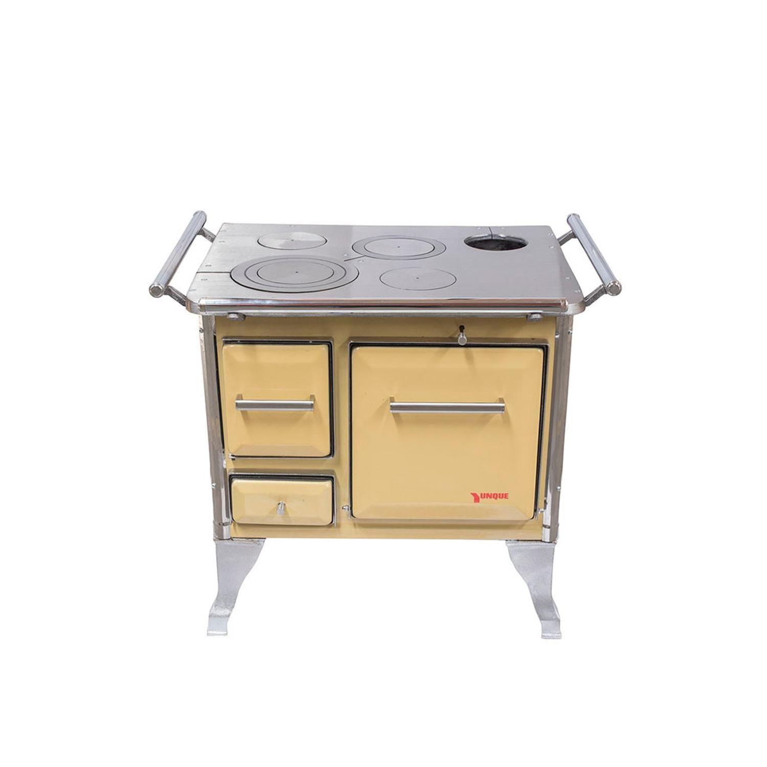 COCINA A LEÑA 4 PLATOS ENLOZADA AMARILLA YUNQUE TRADICIONAL 72X56-0