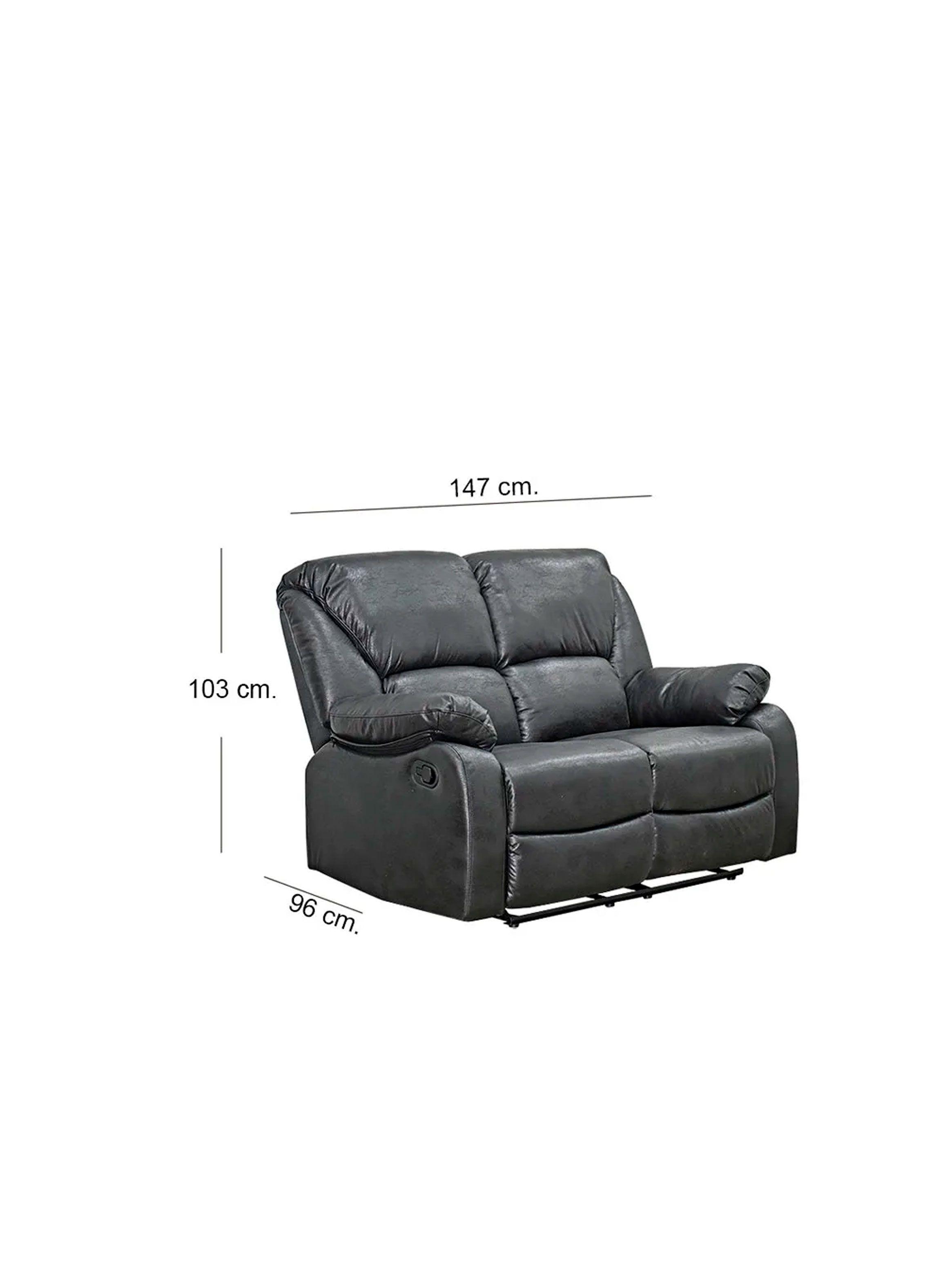Sofá Reclinable 2 Cuerpos Rosario color Negro-3
