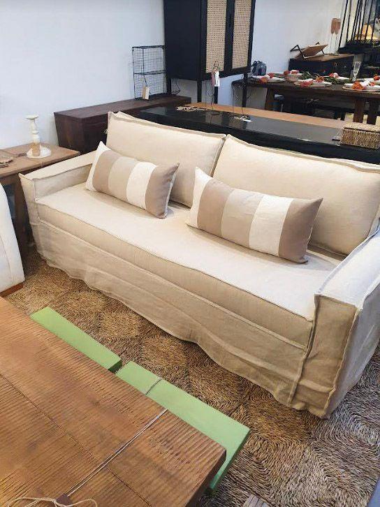 Cojín Anakena lino beige & crema - CAZANDO TESOROS-1