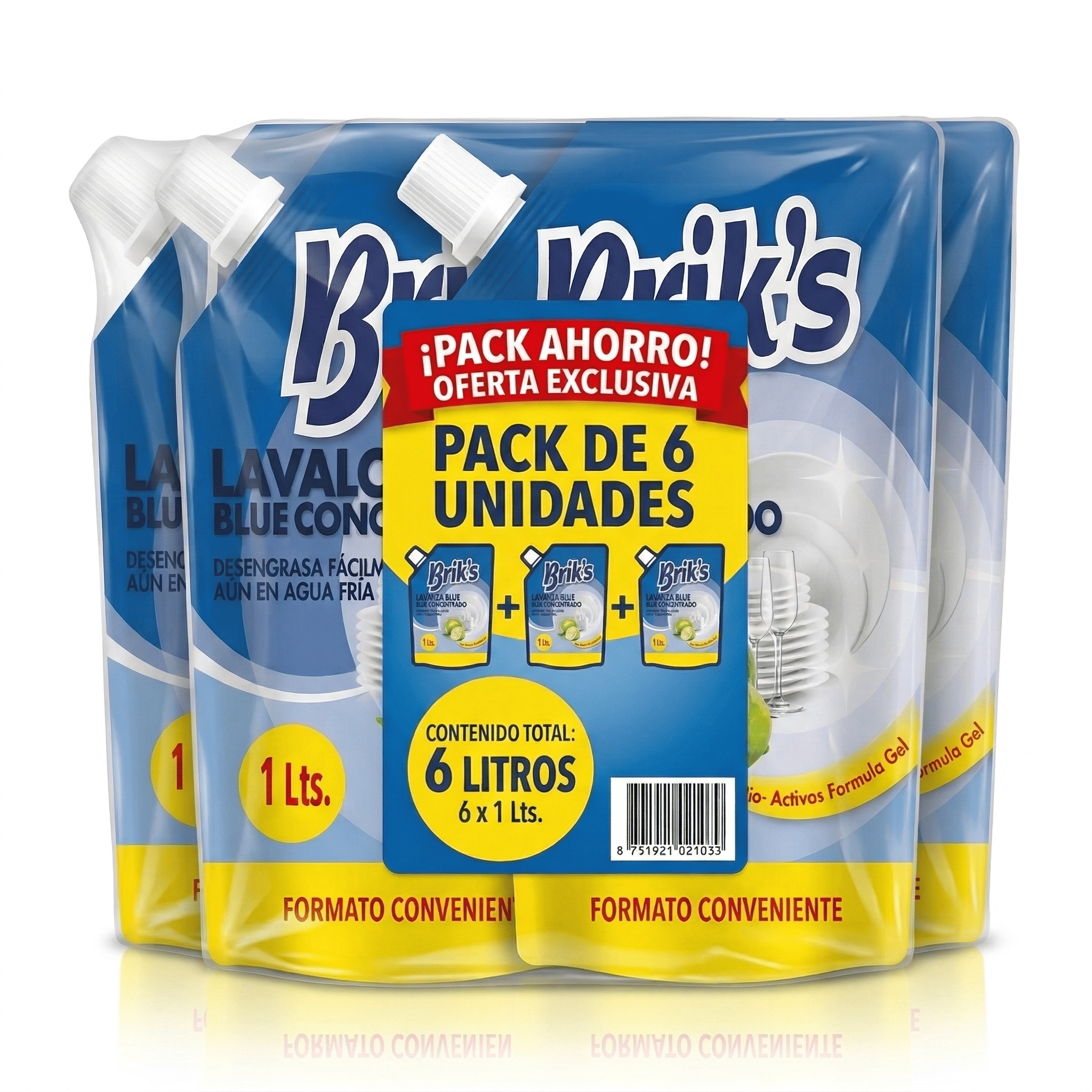 Pack 6 Lavalozas DoyPack Briks Azul 1 Lt-2