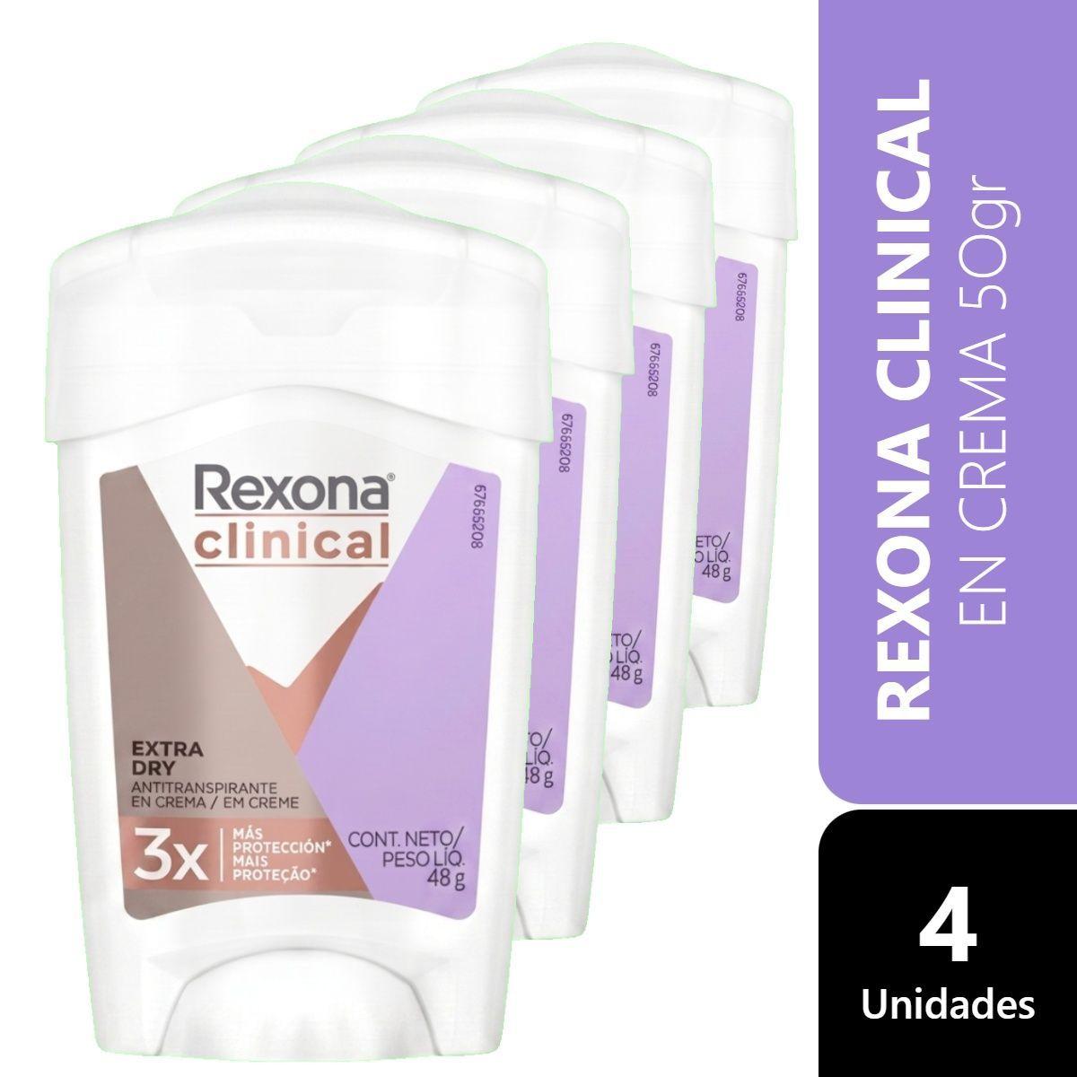 Pack 4 Rexona Clinical Desodorante En Crema Extra Dry 48gr-0