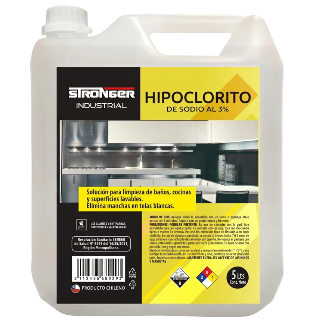 Pack 3 Cloro Liquido al 3 Industrial 5 Litros Stronger-1