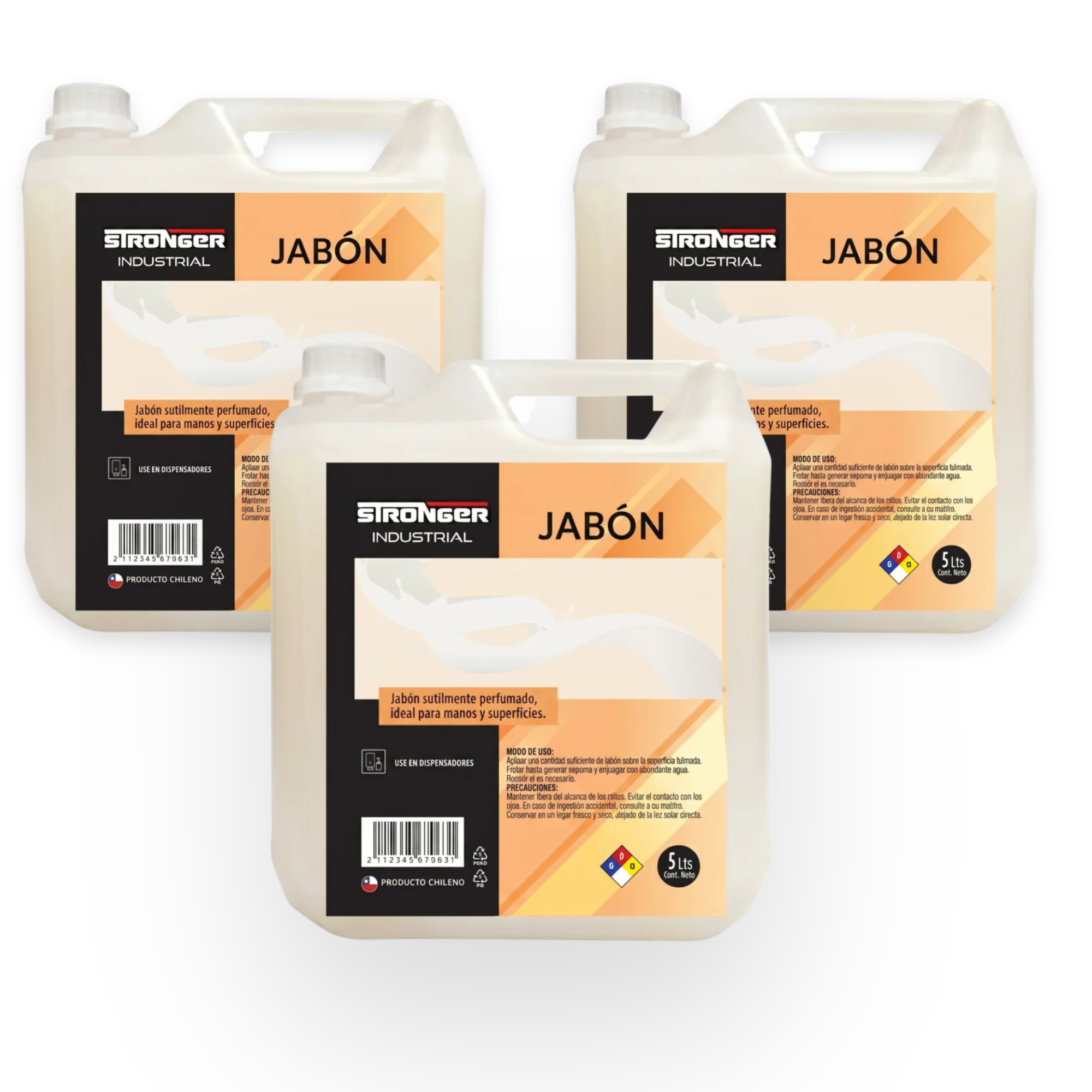 Pack 3 Jabones Liquido Industrial 5 Litros Stronger-1
