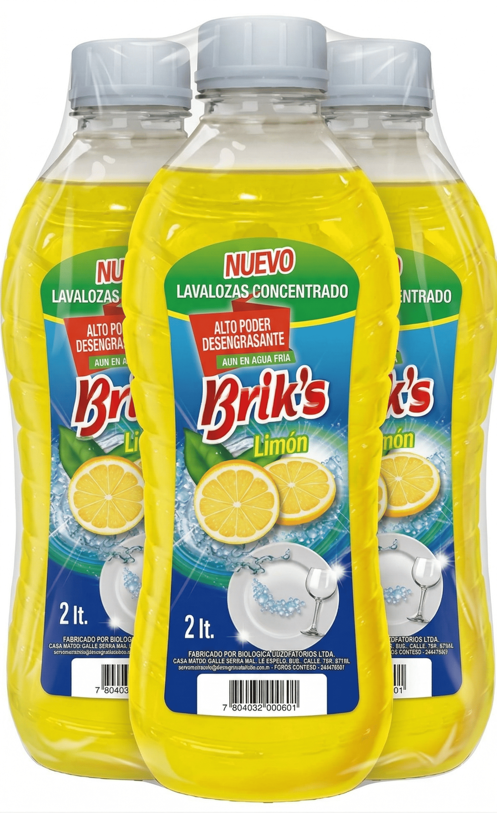 Pack 3 Lavalozas botella Briks Amarilla 2 Lts-0