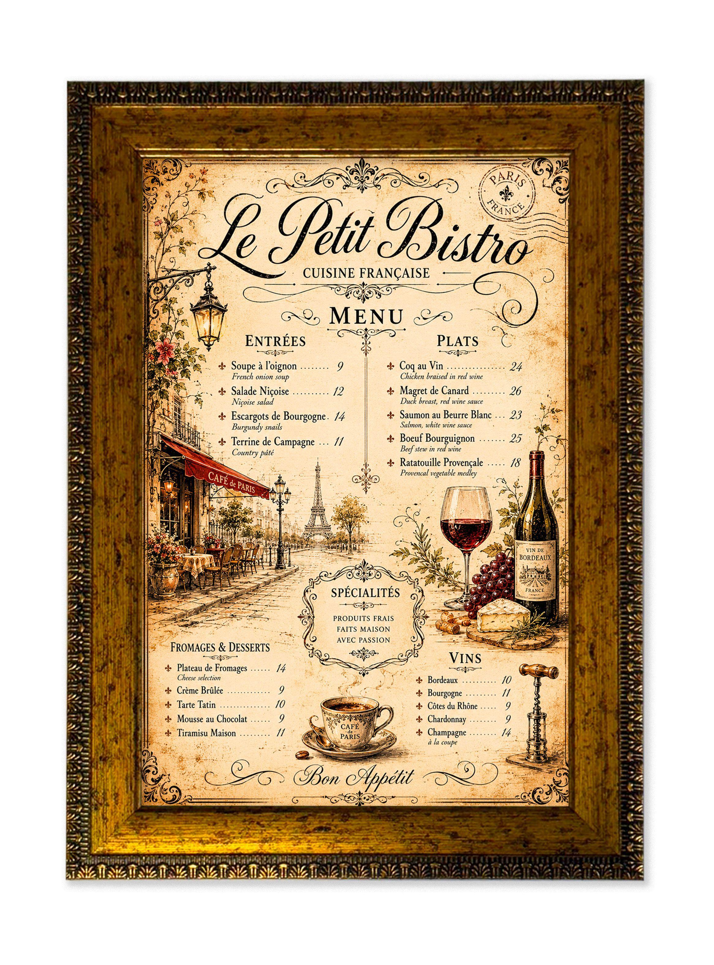 Cuadro Vintage Francés “Le Petit Bistro” París 25x35 cm-0