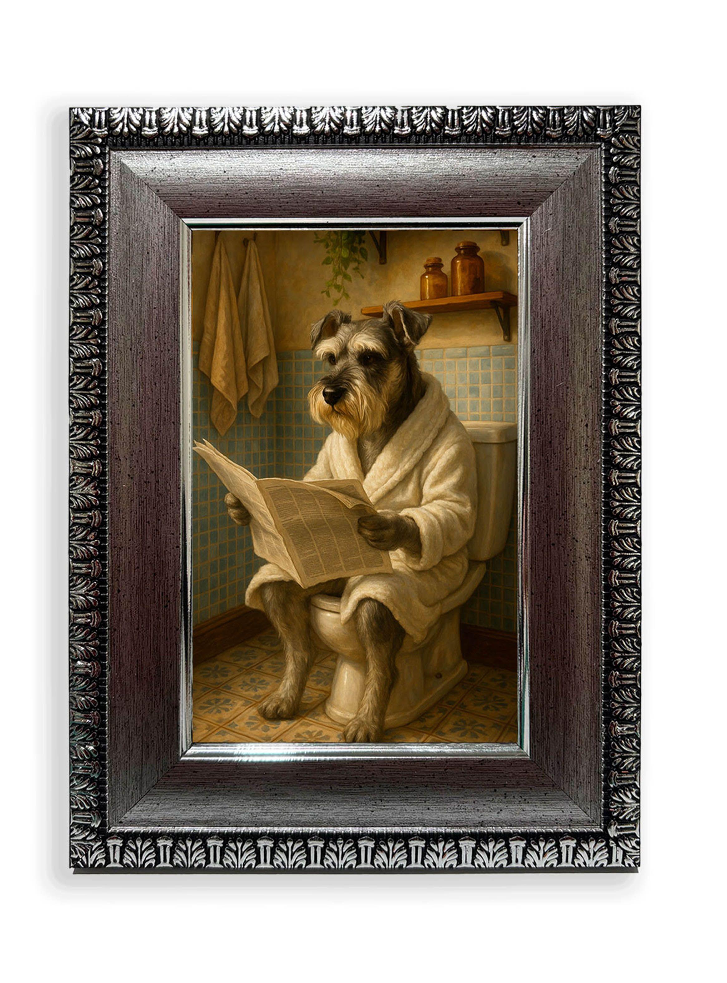 Set de 3 Cuadros Schnauzers con Estilo en Rutina de Baño-4