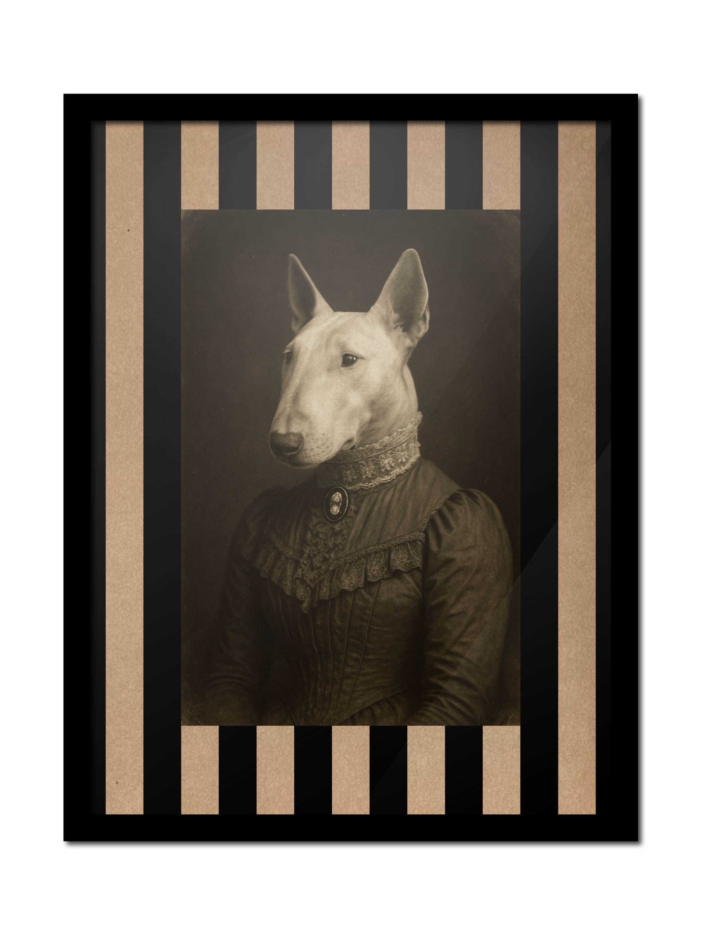 Cuadro 30x40 Dama Bull Terrier Vintage en Sepia-0