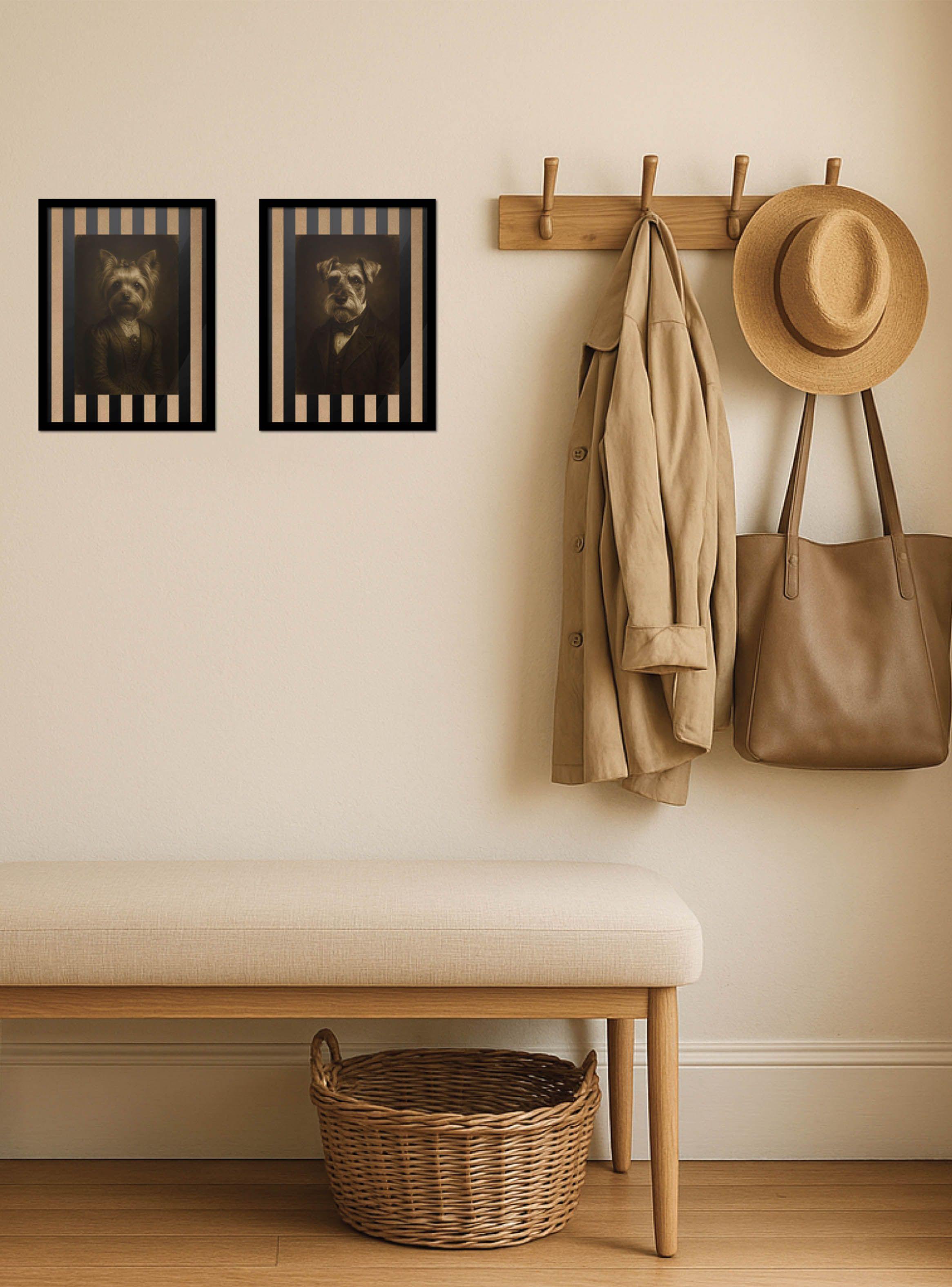 Cuadro 30x40 Dama Bull Terrier Vintage en Sepia-3