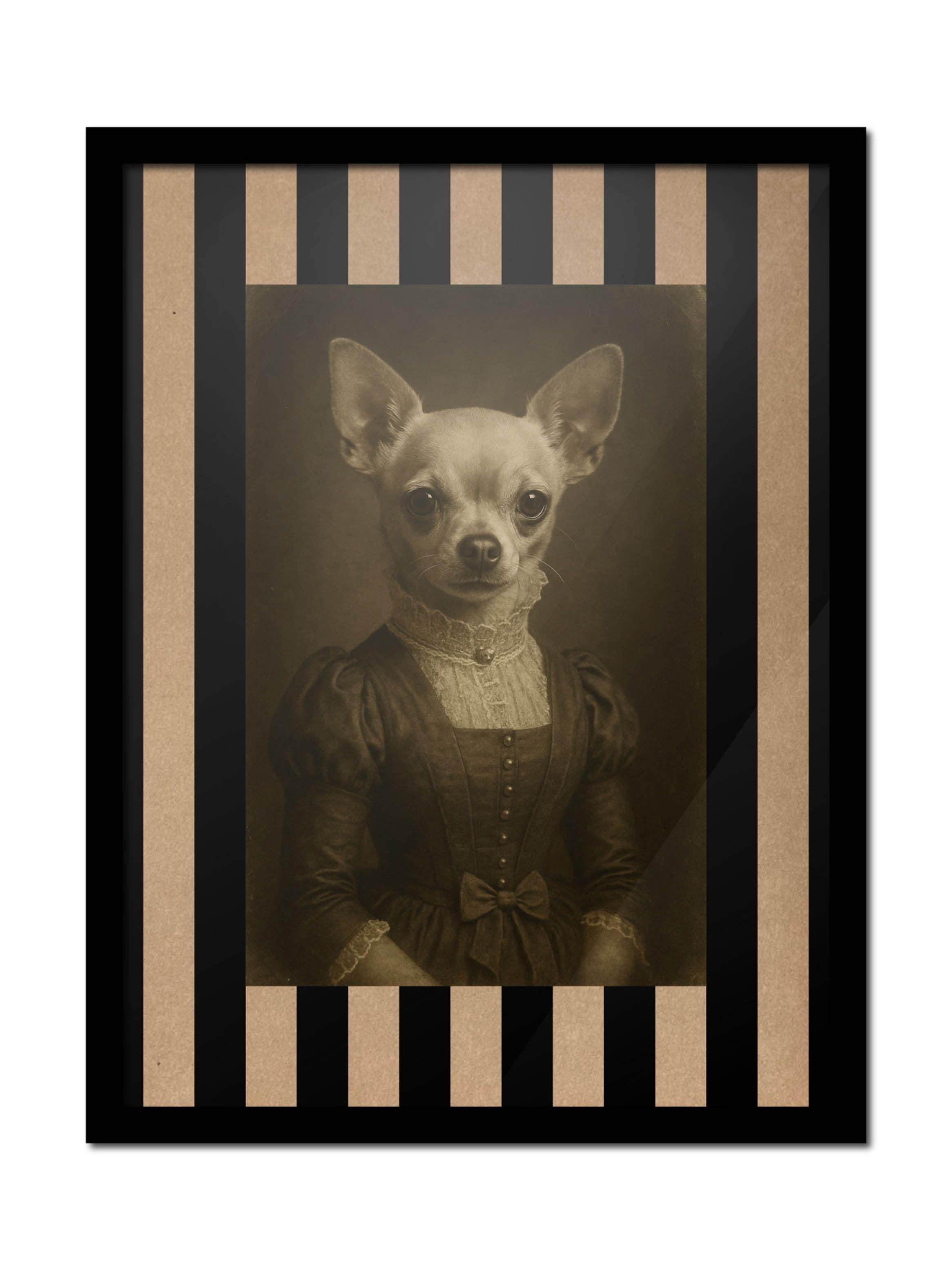 Cuadro 30x40 Elegancia Chihuahua Clásica En Retrato Sepia-0