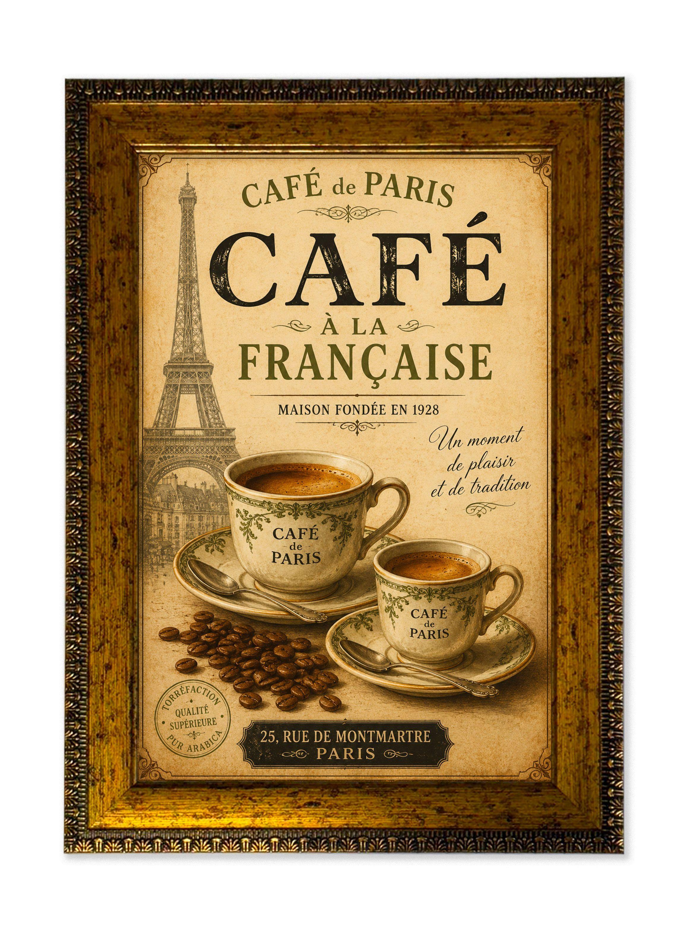 Cuadro Vintage Francés “Café à la Française” París 25x35 cm-0