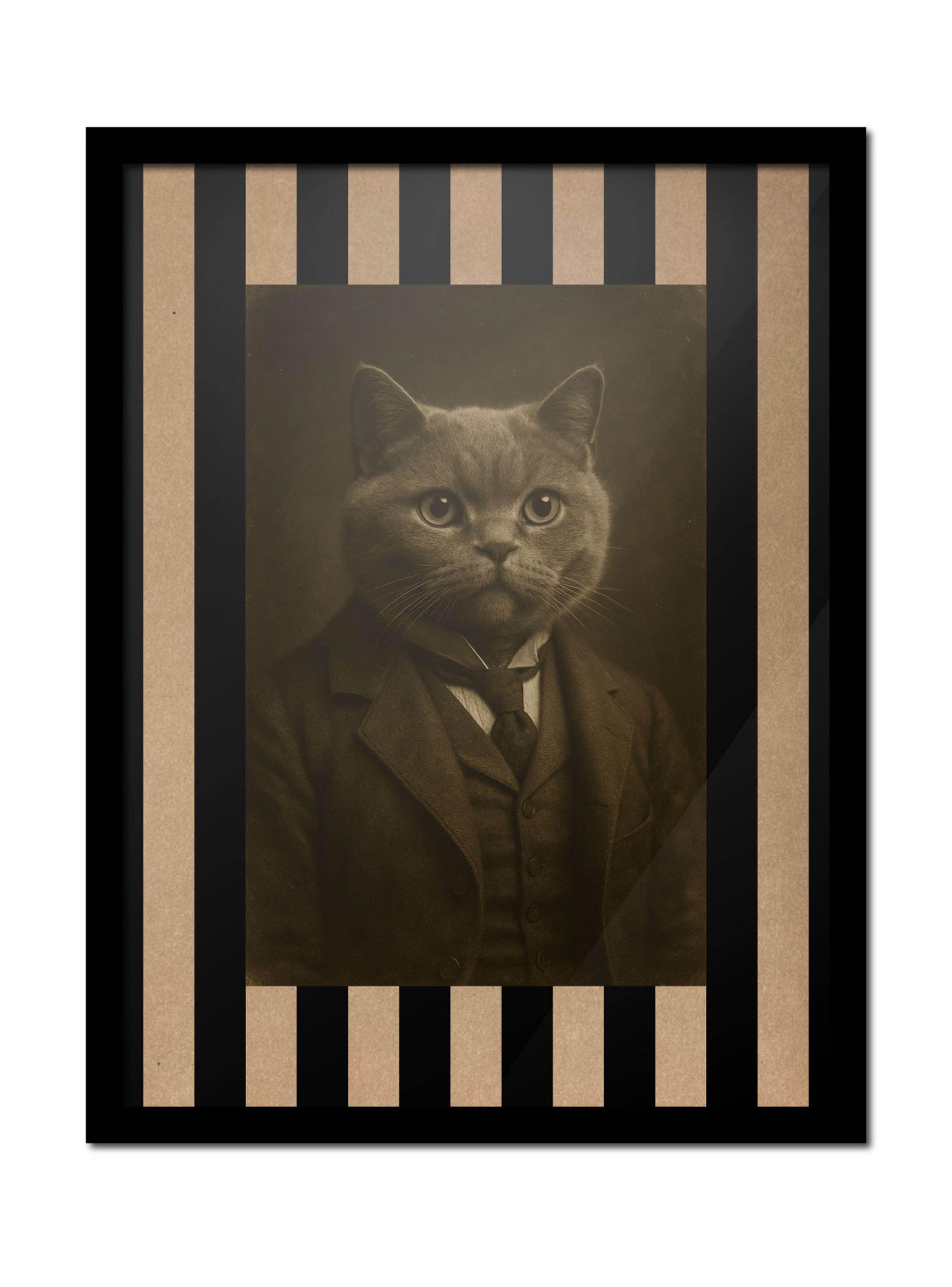 Cuadro 30x40 Retrato Noble Felino En Estilo Victoriano-0
