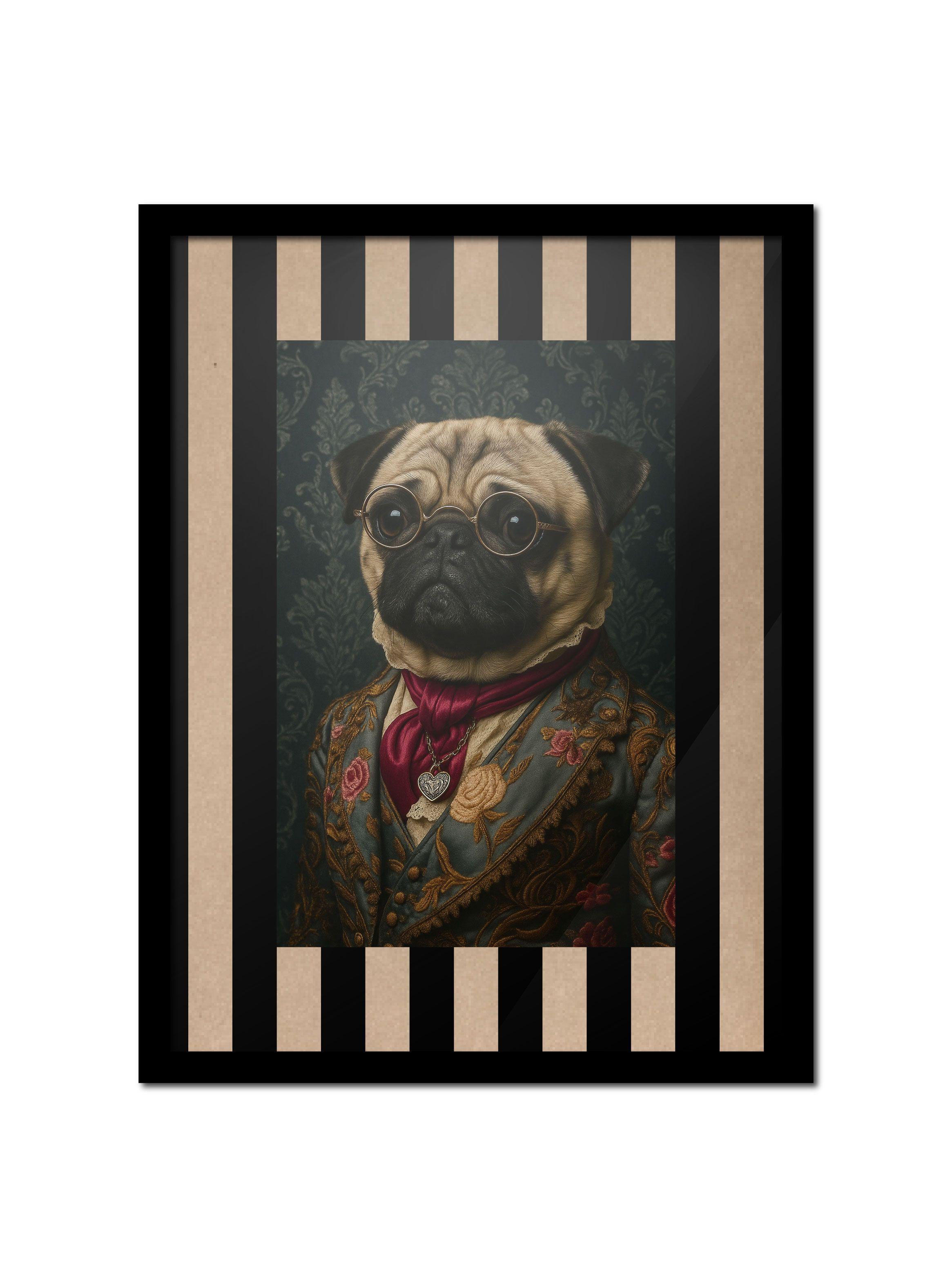 Cuadro 30x40 Elegancia de Gala Barón Pug Antiguo-0