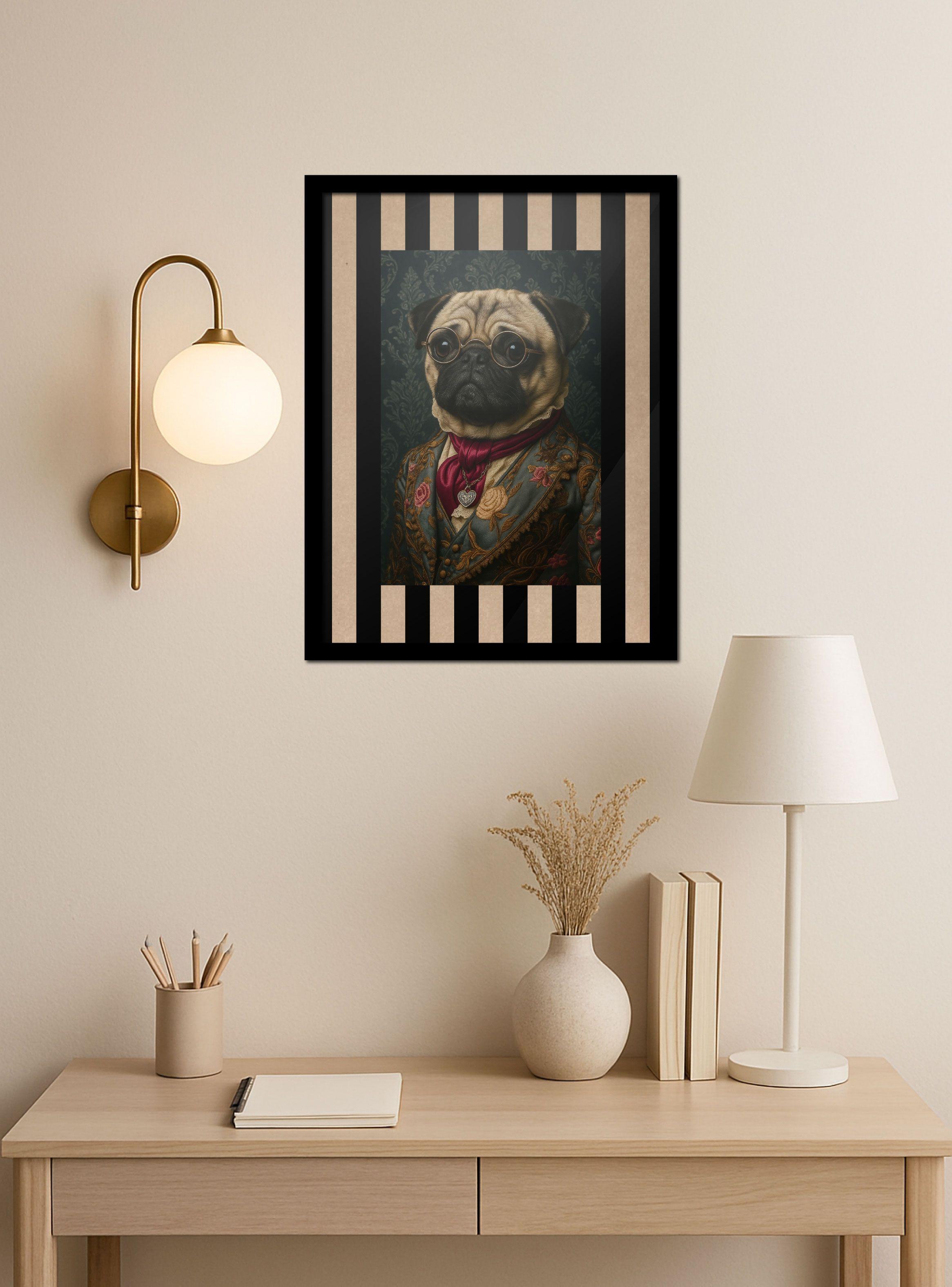Cuadro 30x40 Elegancia de Gala Barón Pug Antiguo-1