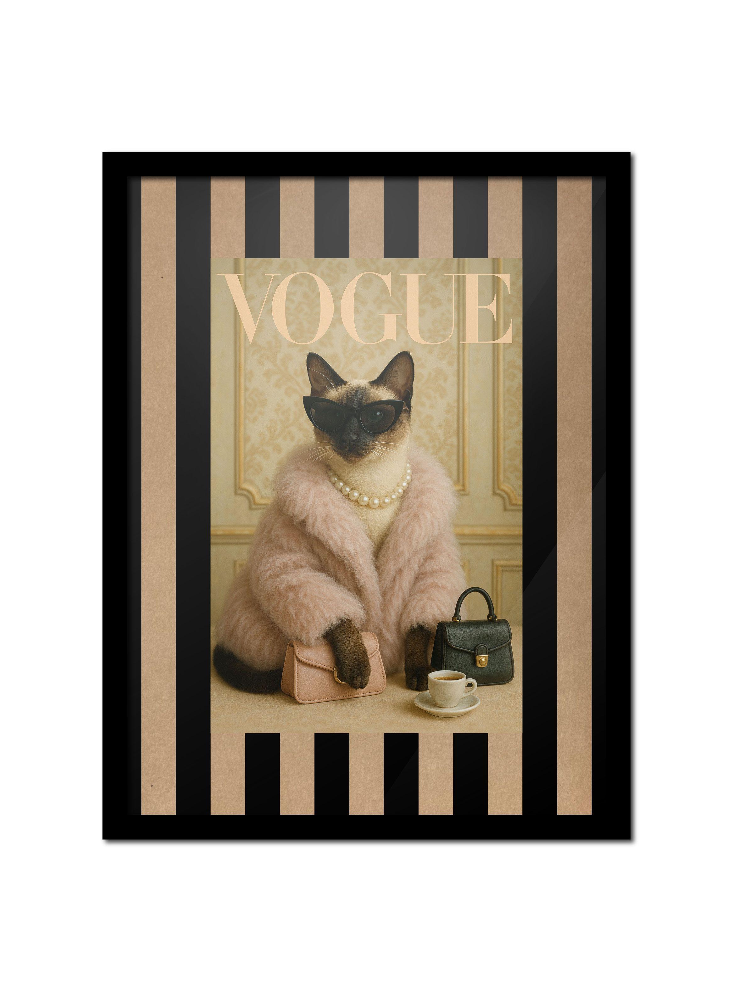 Cuadro 30x40 Retrato Glam De Gata Fashionista-0