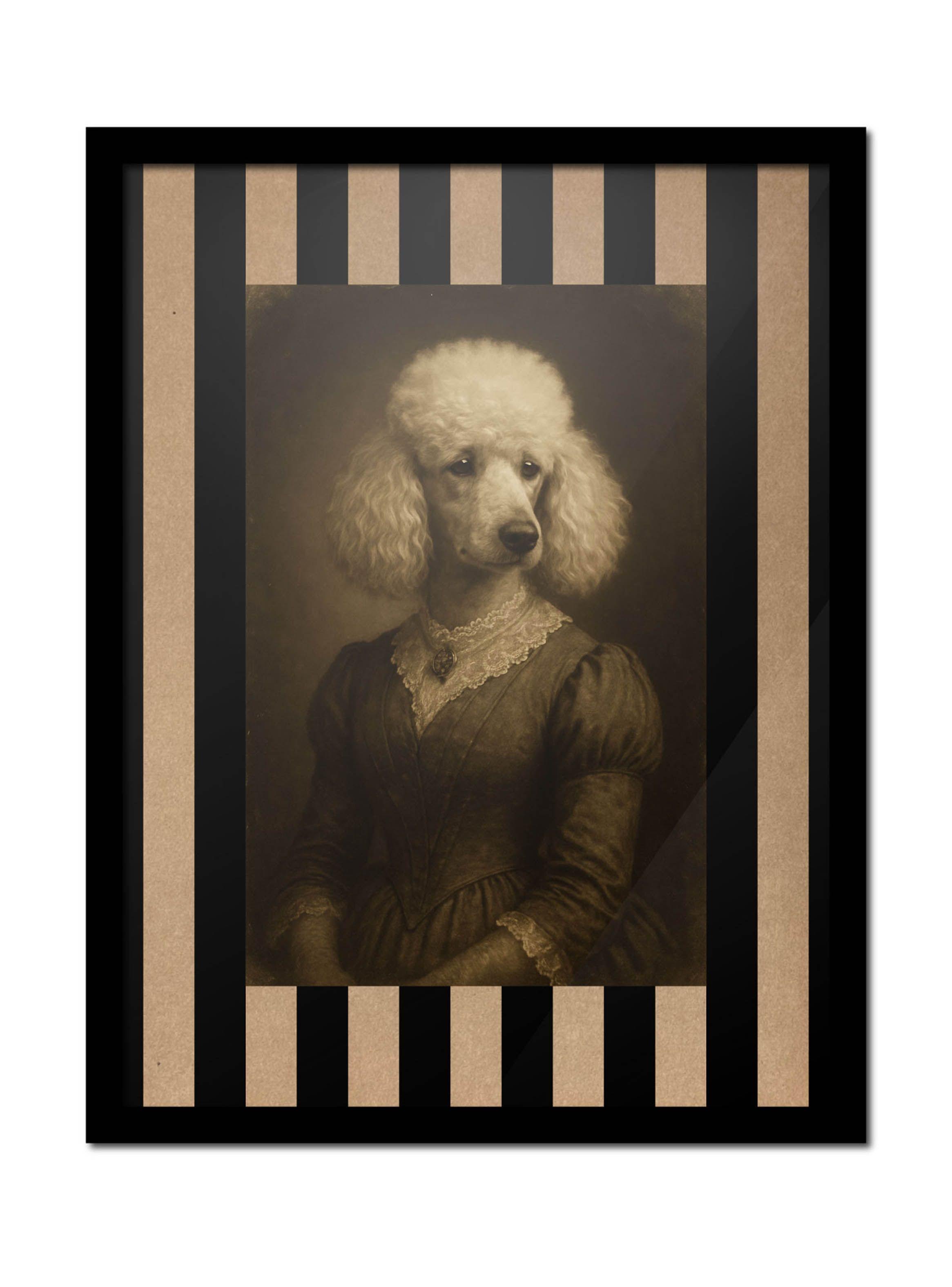 Cuadro 30x40 Lady Poodle Victoriana En Retrato Sepia-0