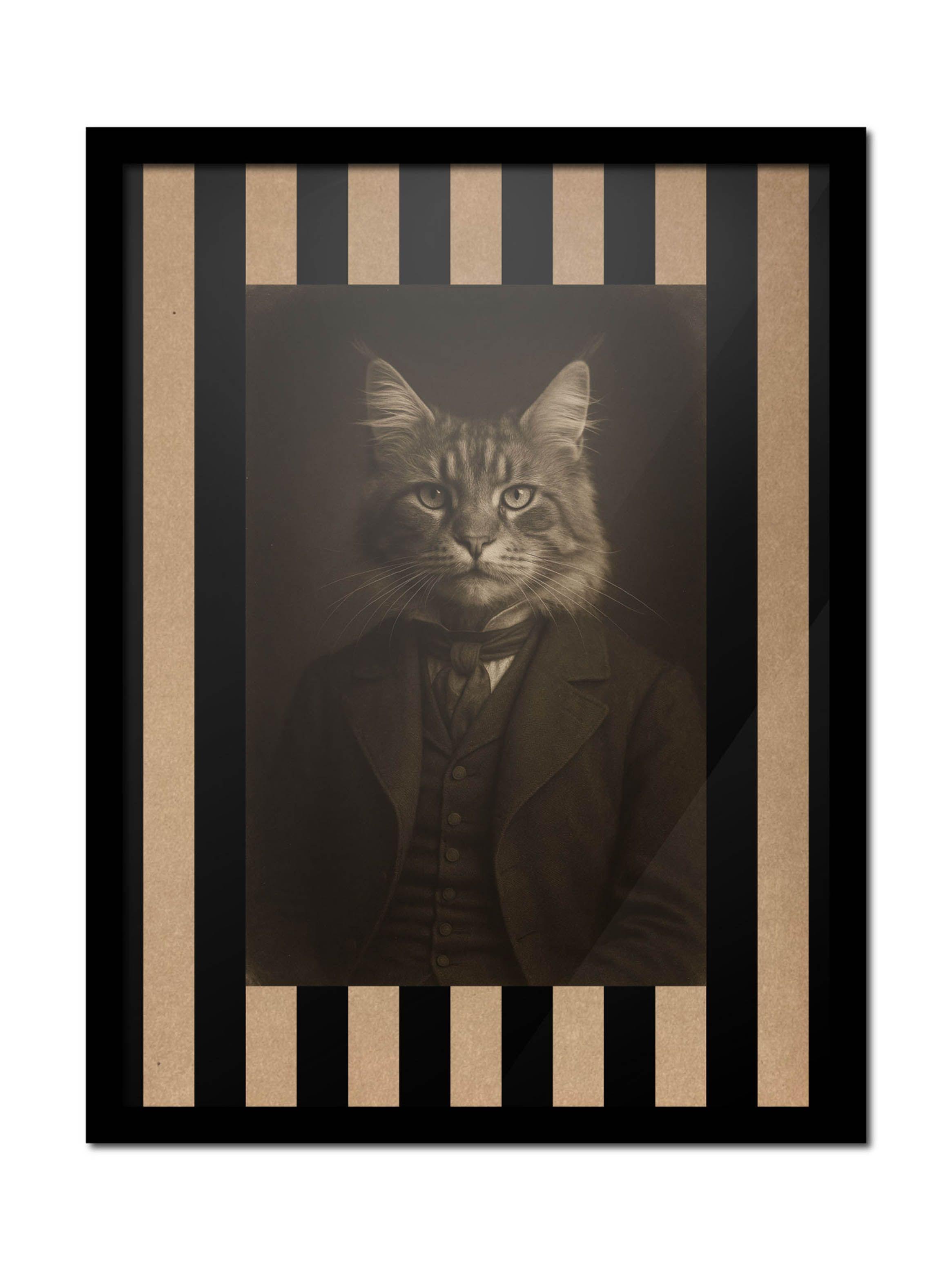 Cuadro 30x40  Retrato Gatuno Maine Coon En Estilo Victoriano-0