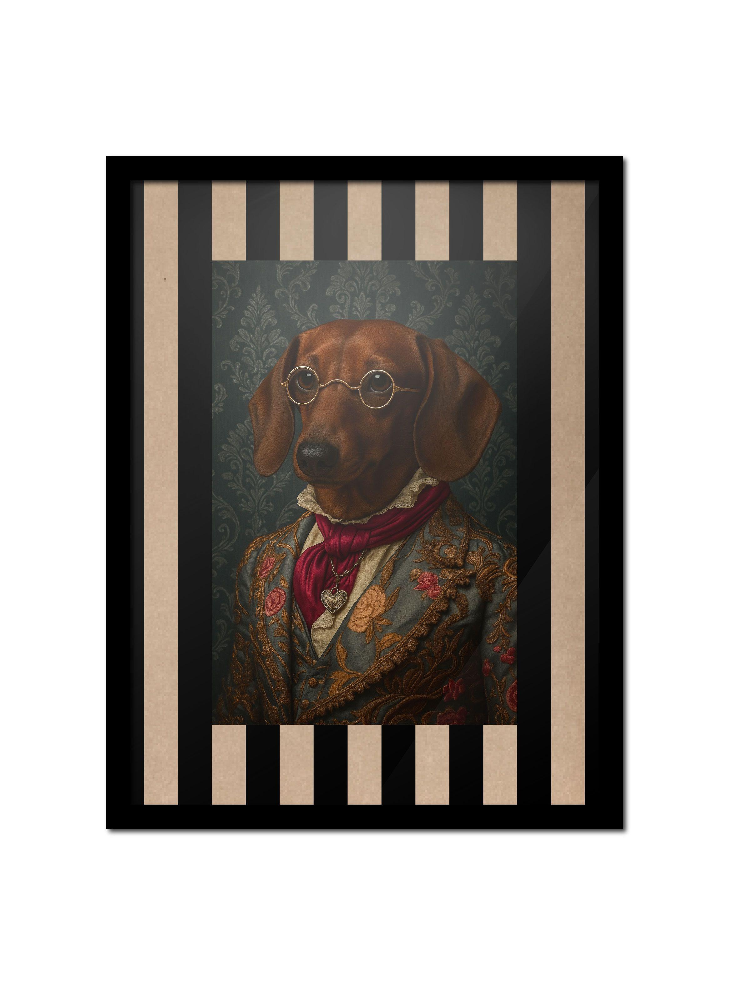 Cuadro 30x40 Elegancia de Gala Conde Dachshund Clásico-0