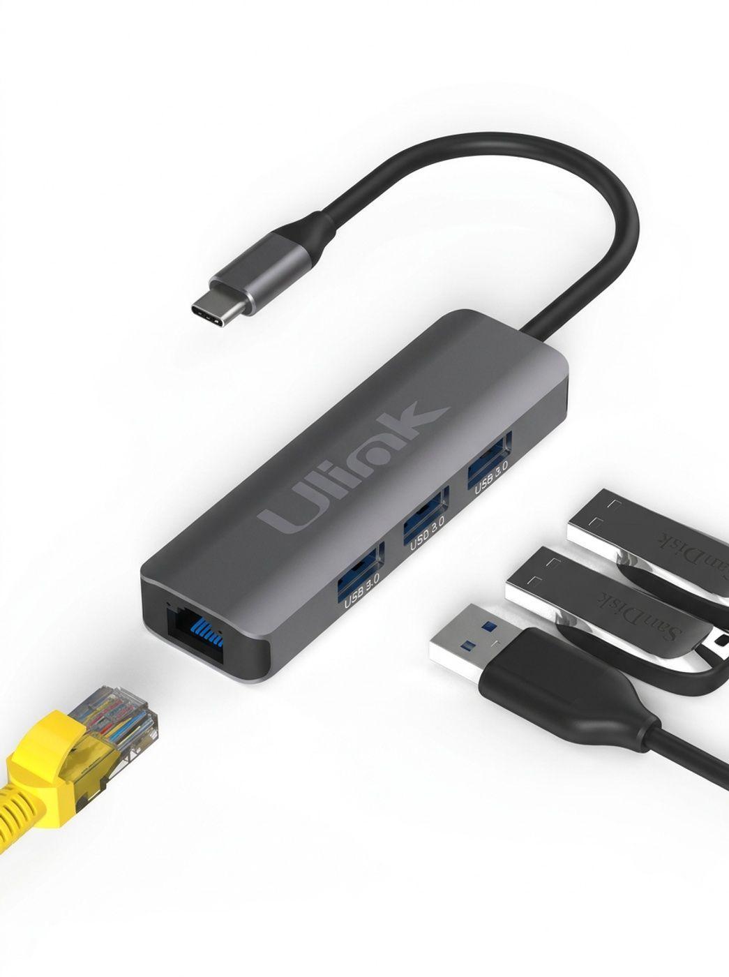 Adaptador multipuerto usb 4 en 1 usb 3 0 3 LAN 10 100 1000 1-1