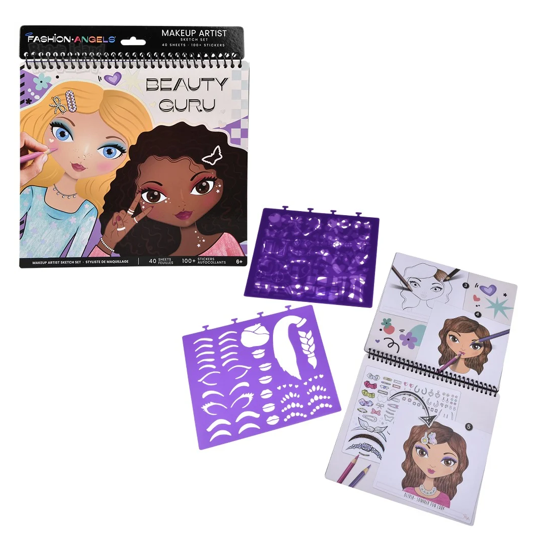 Cuaderno para dibujar y diseñar rostros juguete niñas Fashion angels-0
