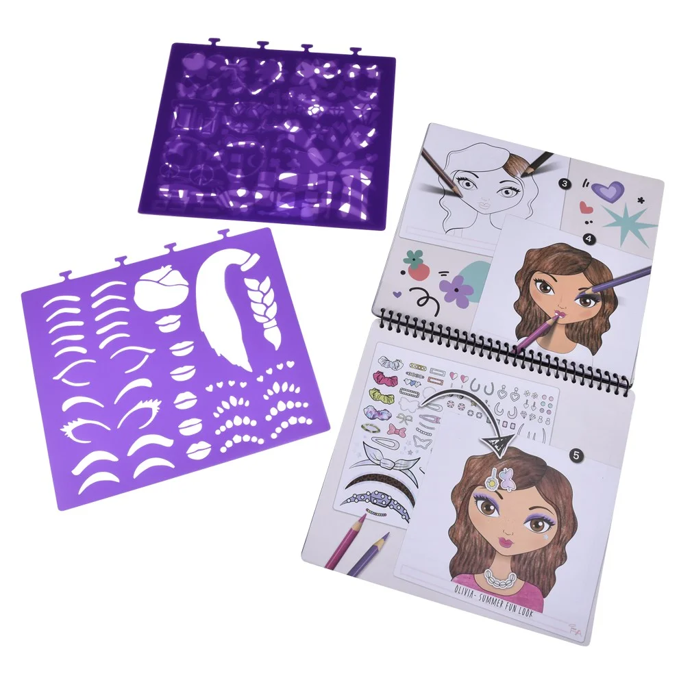Cuaderno para dibujar y diseñar rostros juguete niñas Fashion angels-1