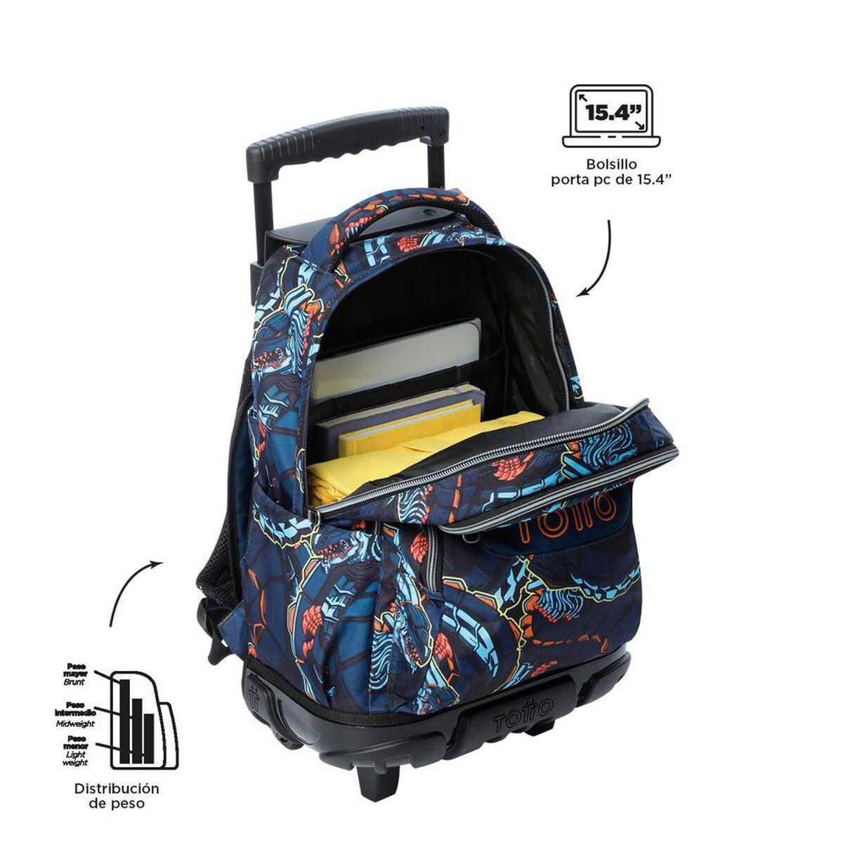 Mochila Escolar Con Ruedas Totto Rue Bomper Azul Para Ni os-2