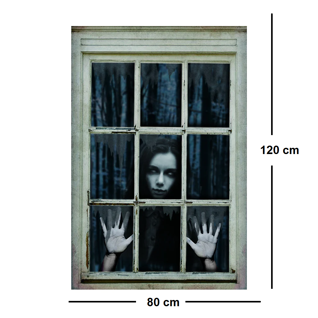 Ventana Falsa Con Mujer 120x80cm Adorno Decoracion Halloween-2