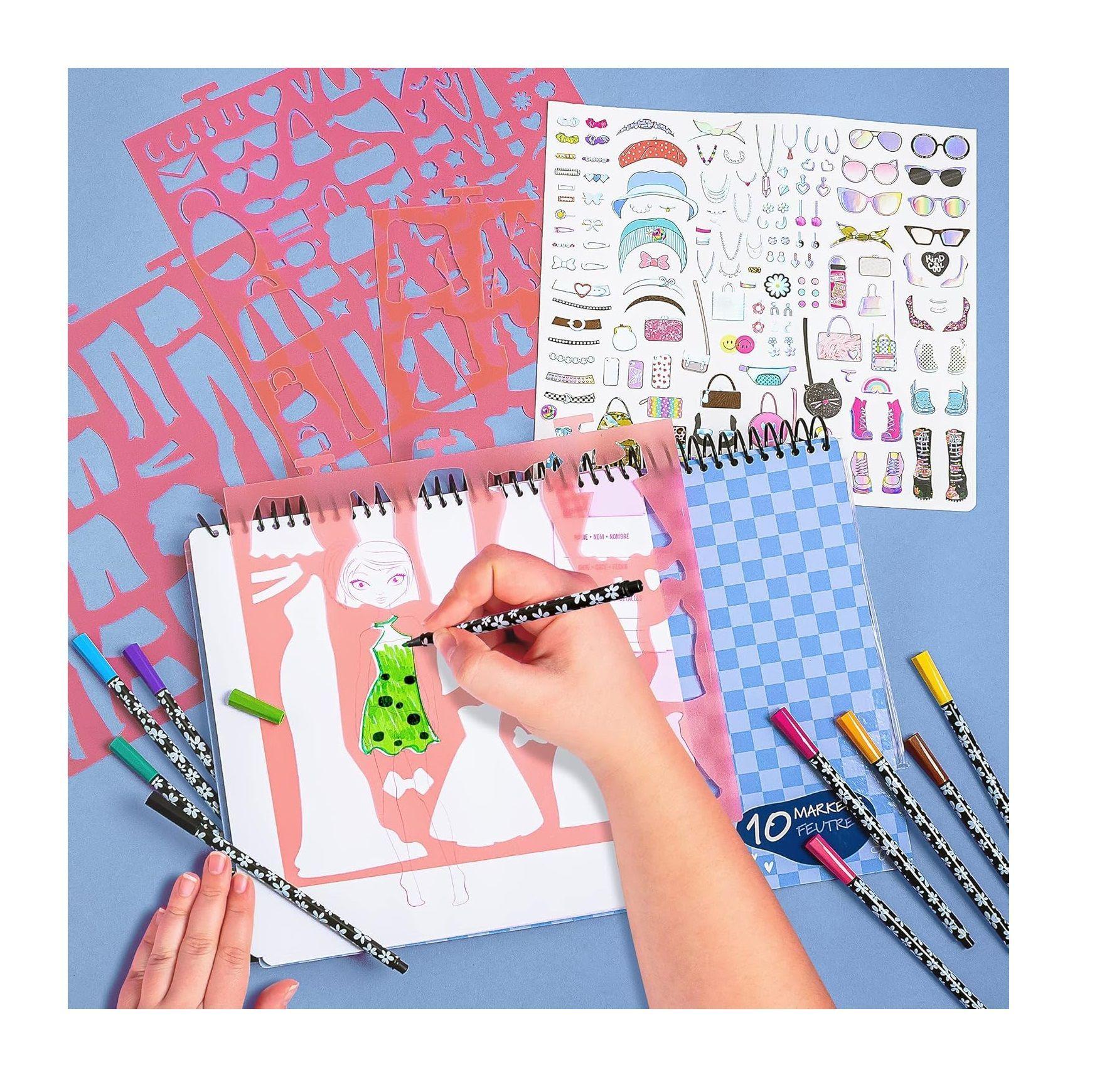 Libreta Cuaderno Portafolio Fashion Angels Con Marcadores-3