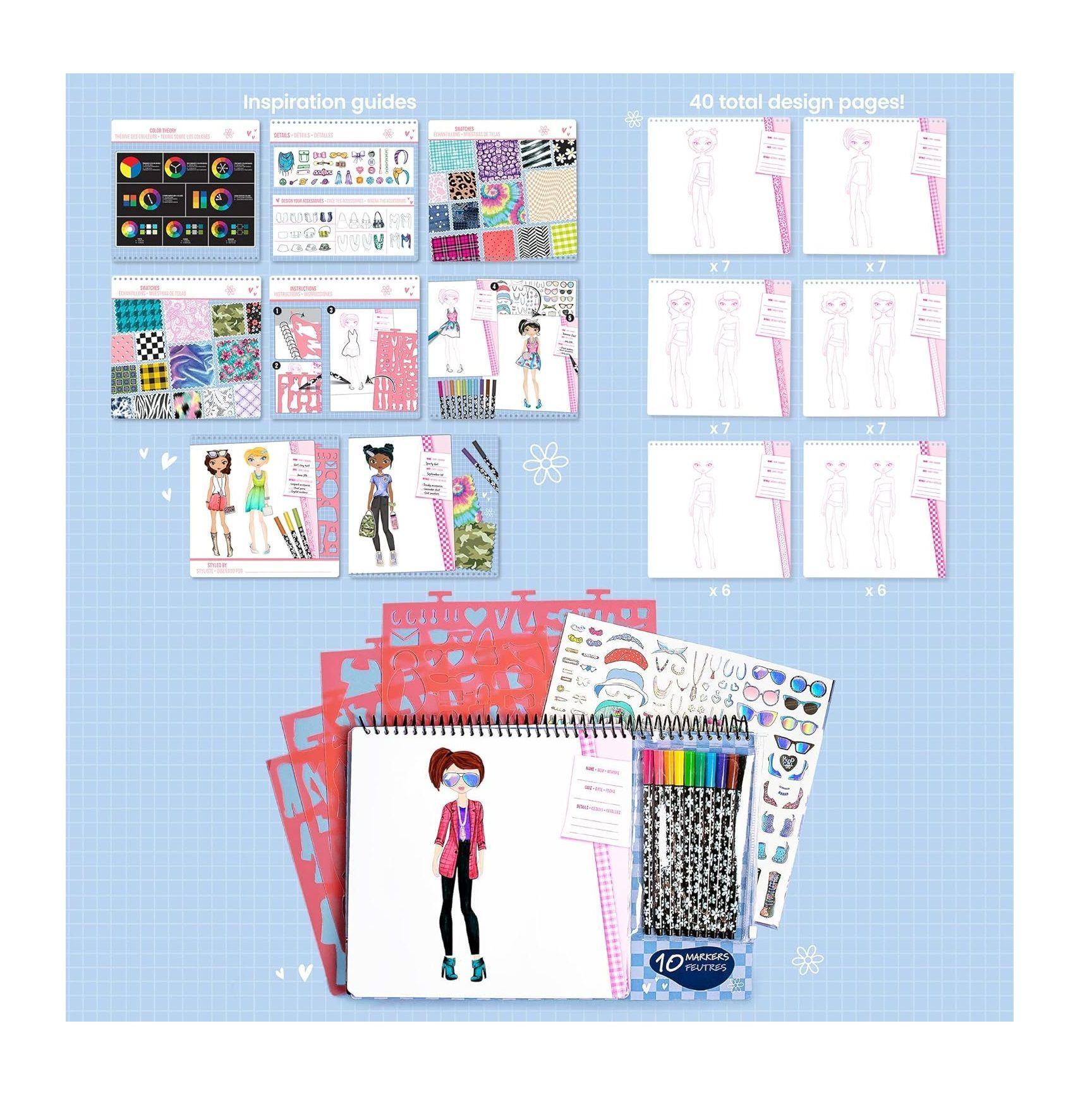 Libreta Cuaderno Portafolio Fashion Angels Con Marcadores-6