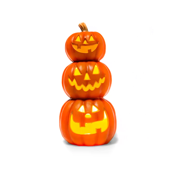 Adorno Triple Calabaza Con Luz Led 50x24cm Halloween-0