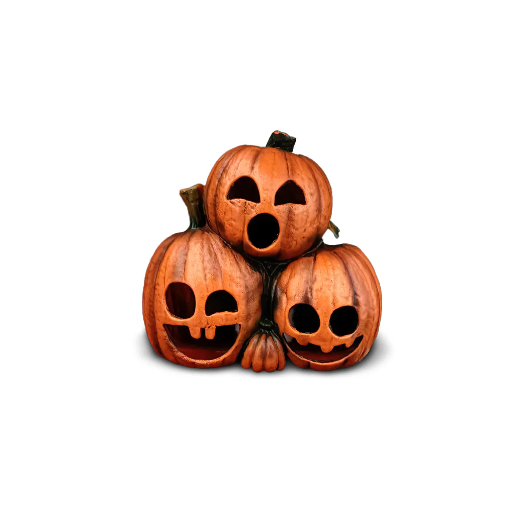 Triple Calabaza Con Luz Led 29x27cm Decoración Halloween-0