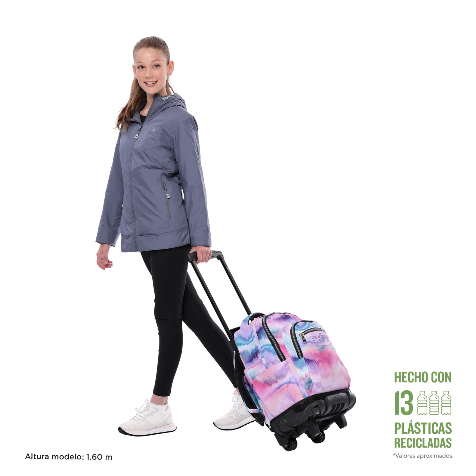 Mochila Con Ruedas Rosada Escolar Glitter Ni os as Totto-2