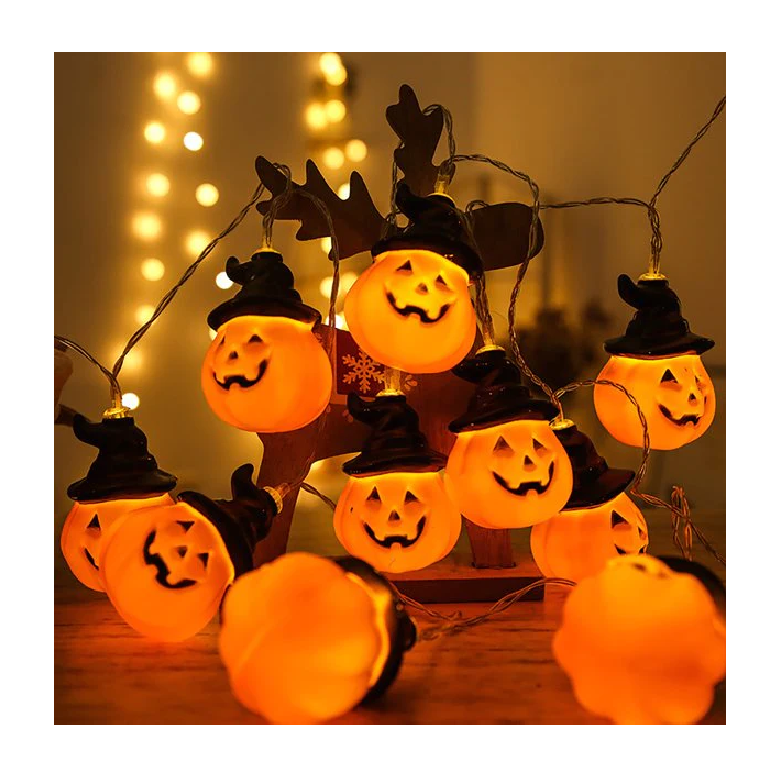 Luces Calabaza Colgante Con Led 3 Mts Decoración Halloween-0