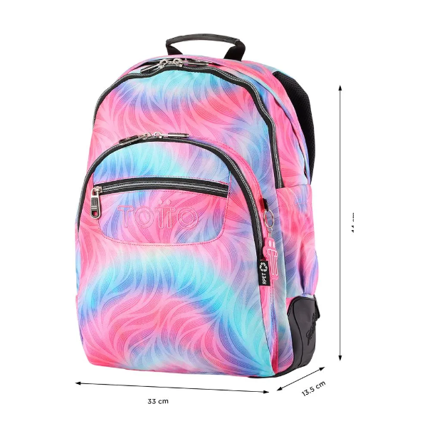 Mochila Escolar Rayol Glitter Rosado Porta Notebook Totto-2