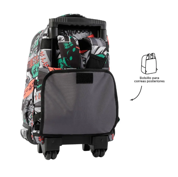 Mochila Escolar Con Ruedas Rue Bomper Negra Para Niños Totto-3