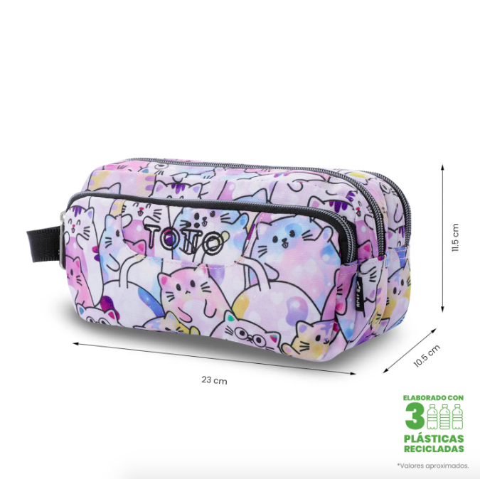 Estuche Escolar Cartuchera Multiuso Gatitos Ni os Totto-3