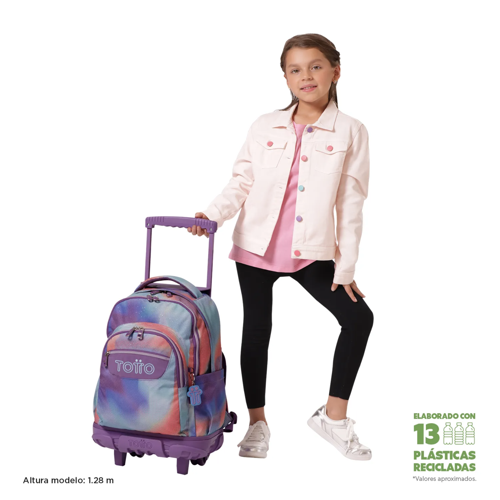 Mochila Con Ruedas Escolar Totto Rue Bomper Ni os as Lila-3