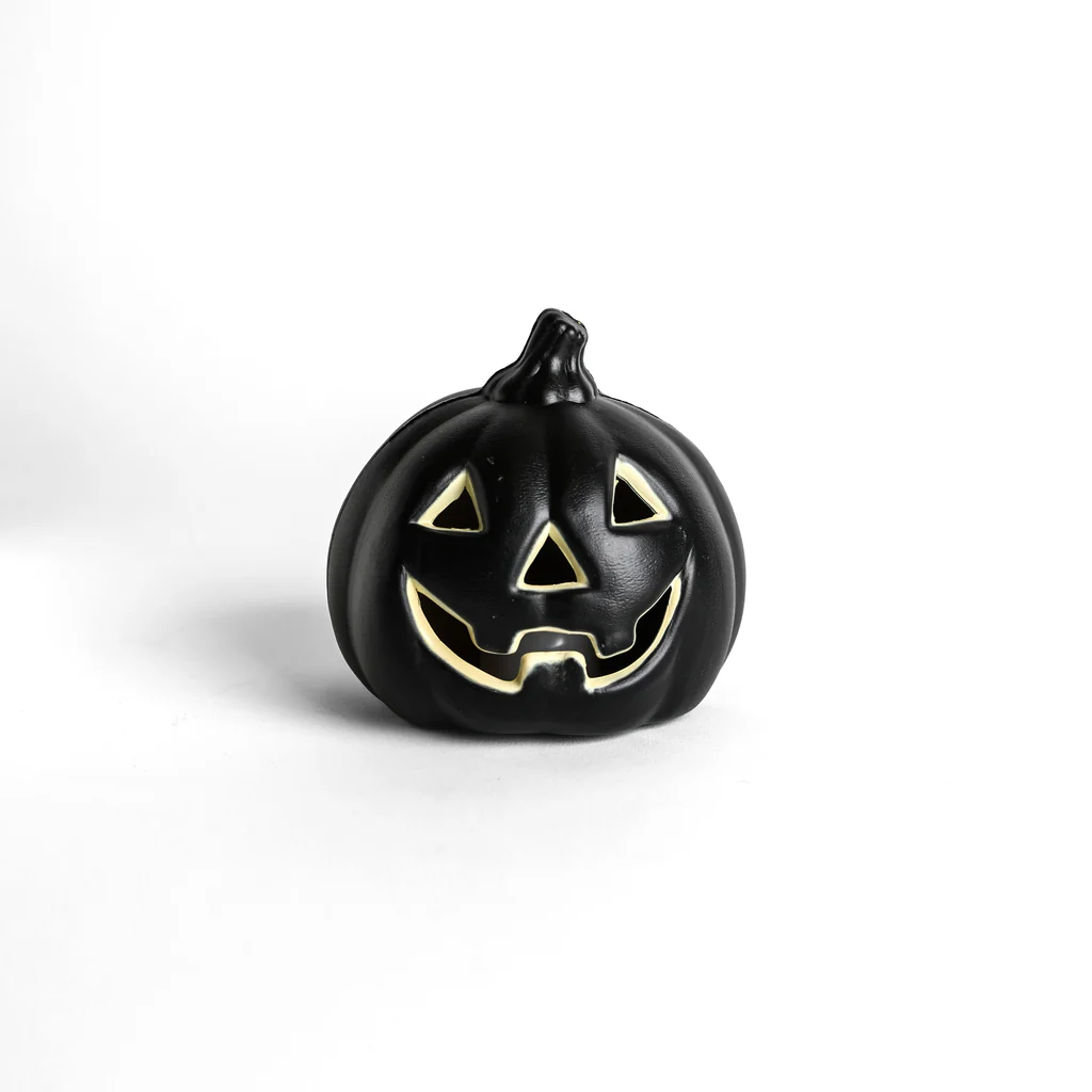 Calabaza Negra Mini Con Luz Led 12x13cm Decoración-2