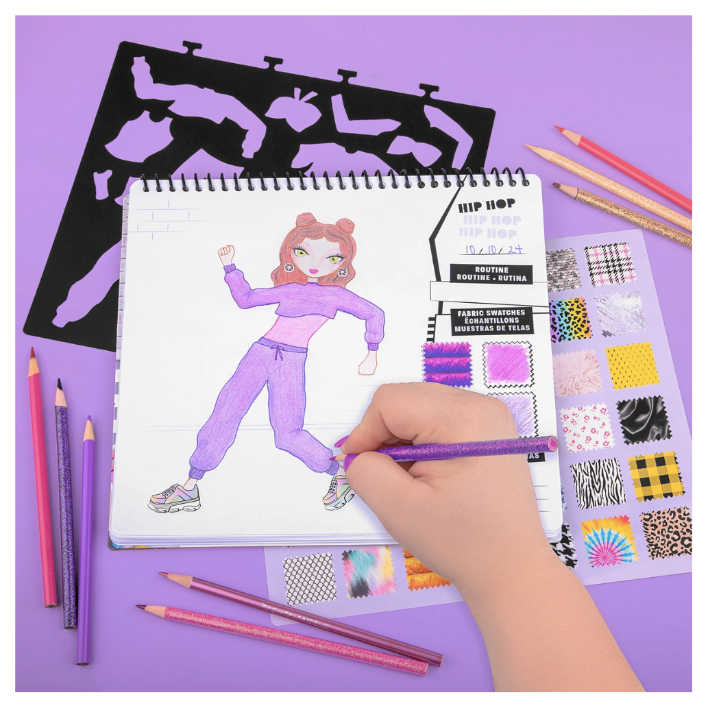 Cuaderno Portafolio Dise ar Baile Stickers Fashion Angels Rosa-3